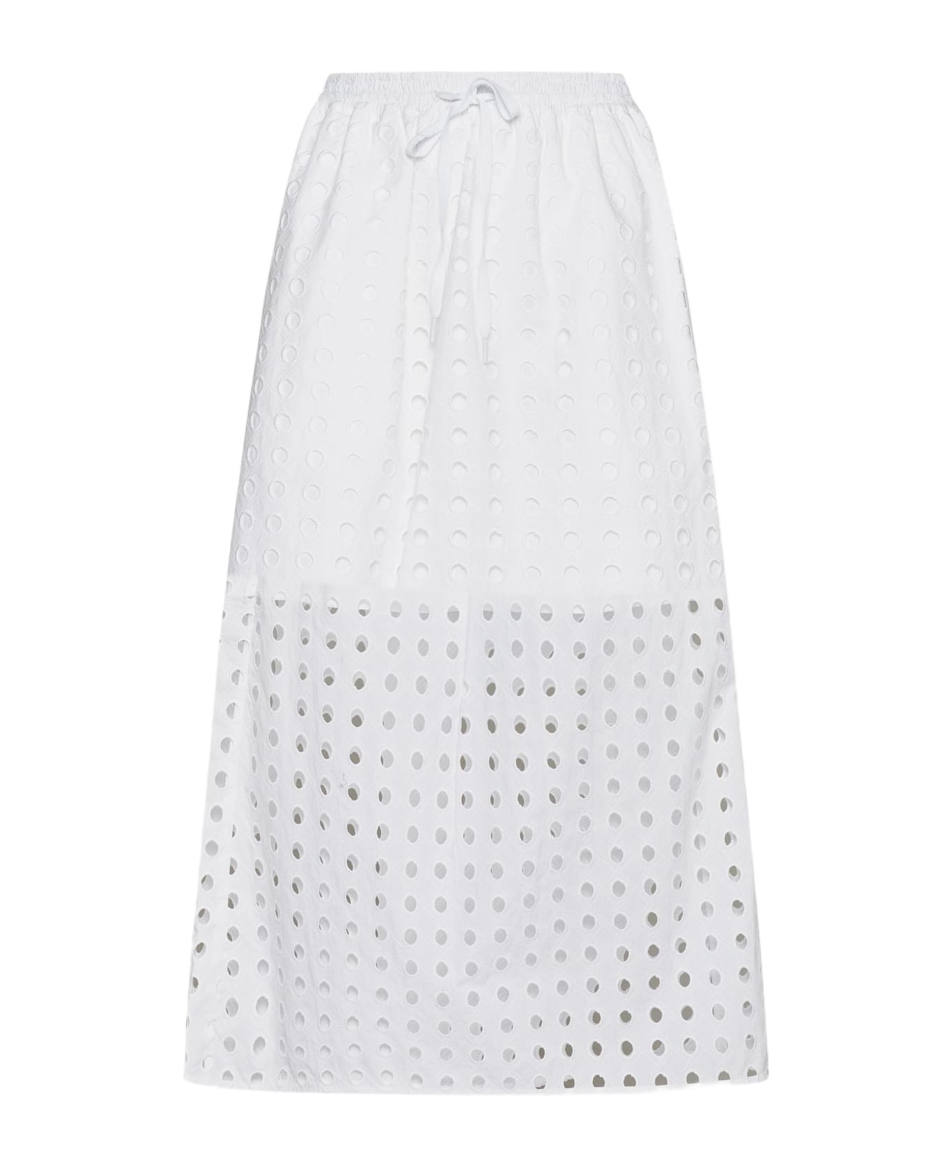 See by Chloé Broderie Anglaise Cotton Midi Skirt - White