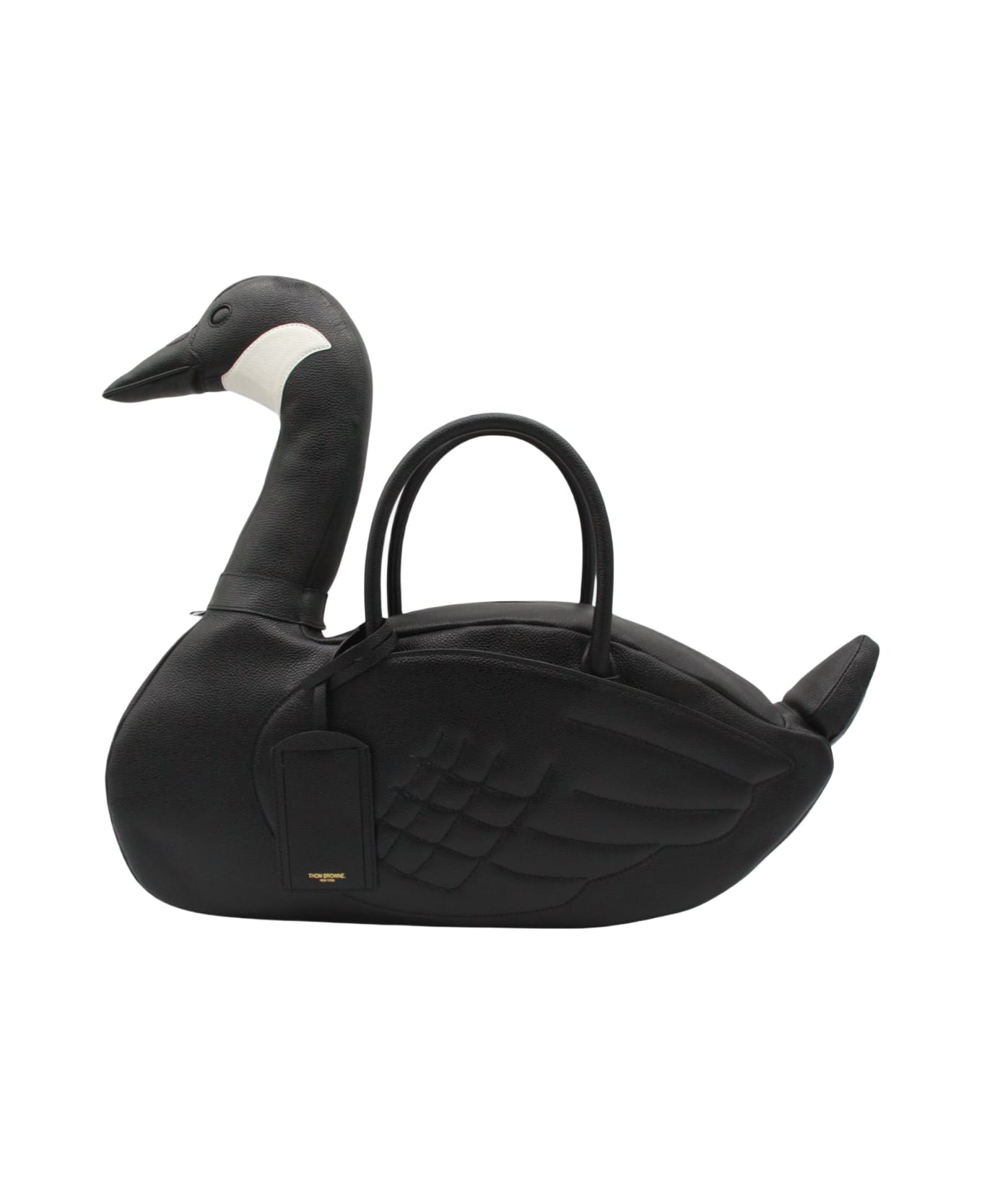 Thom Browne Black Leather Goose Top Handle Bag - Black