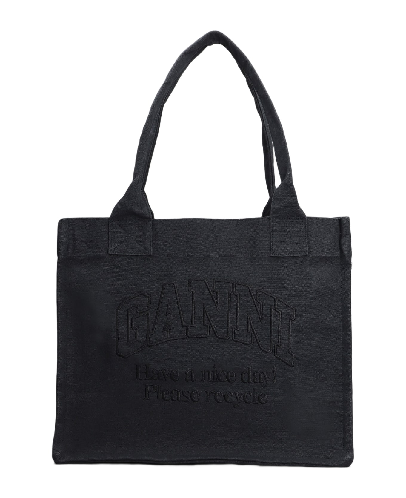 Ganni Large Tote Bag With Logo - PHANTOM