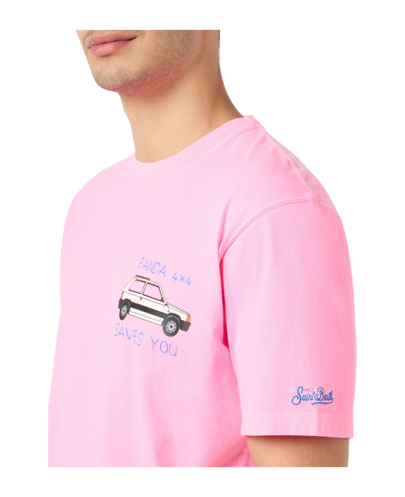 MC2 Saint Barth Cotton T-shirt With Panda Print And Embroidery | Fiat Panda Special Edition - PINK