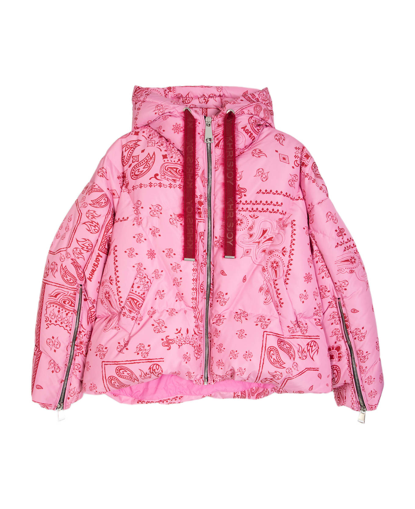 Khrisjoy Khris Bandana Bandana printed pink nylon hooded puffer jacket - Khris Bandana - Rosa