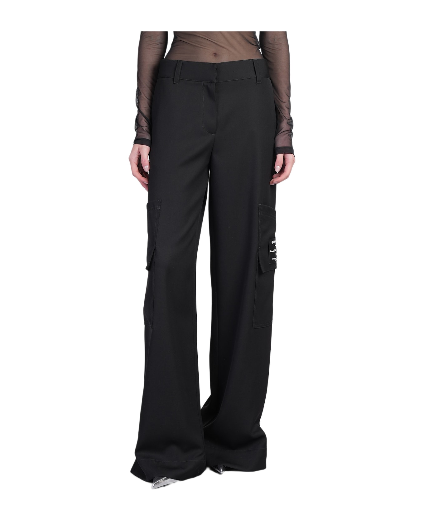 Off-White Pants In Black Wool - black