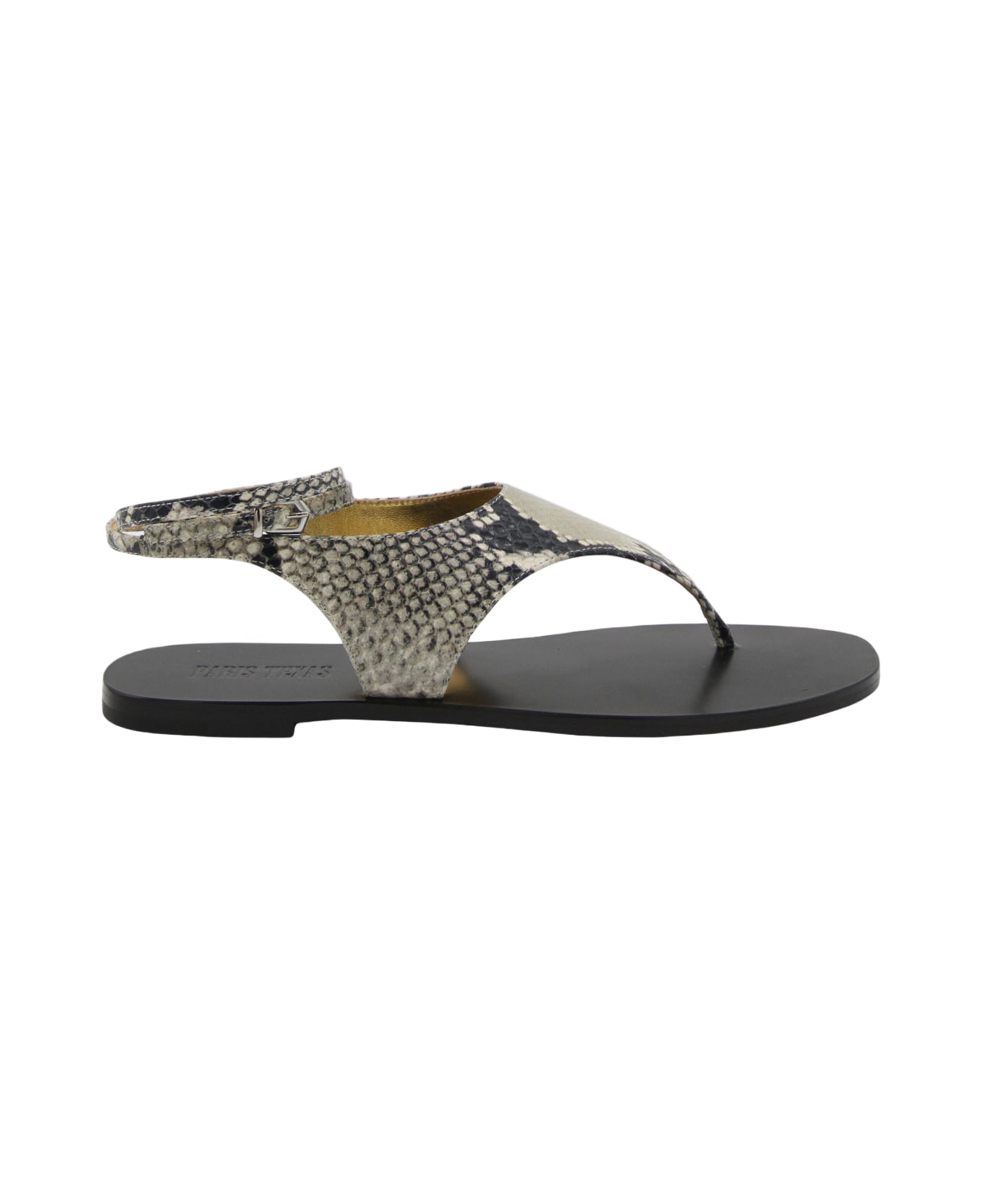 Paris Texas Grey Leather Amalfi Sandals - PRINTED PYTHON NATURALE