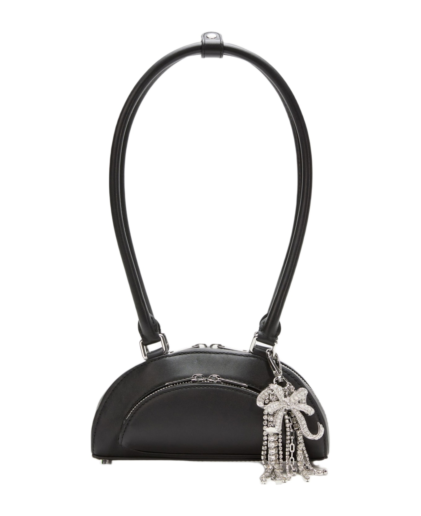 self-portrait Black Leather Mini Shoulder Bag With Charm - Black