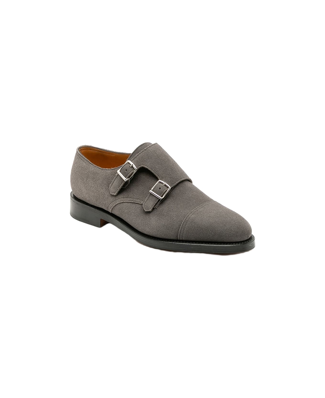 John Lobb William Grey Suede Monk Strap Shoe - Grigio