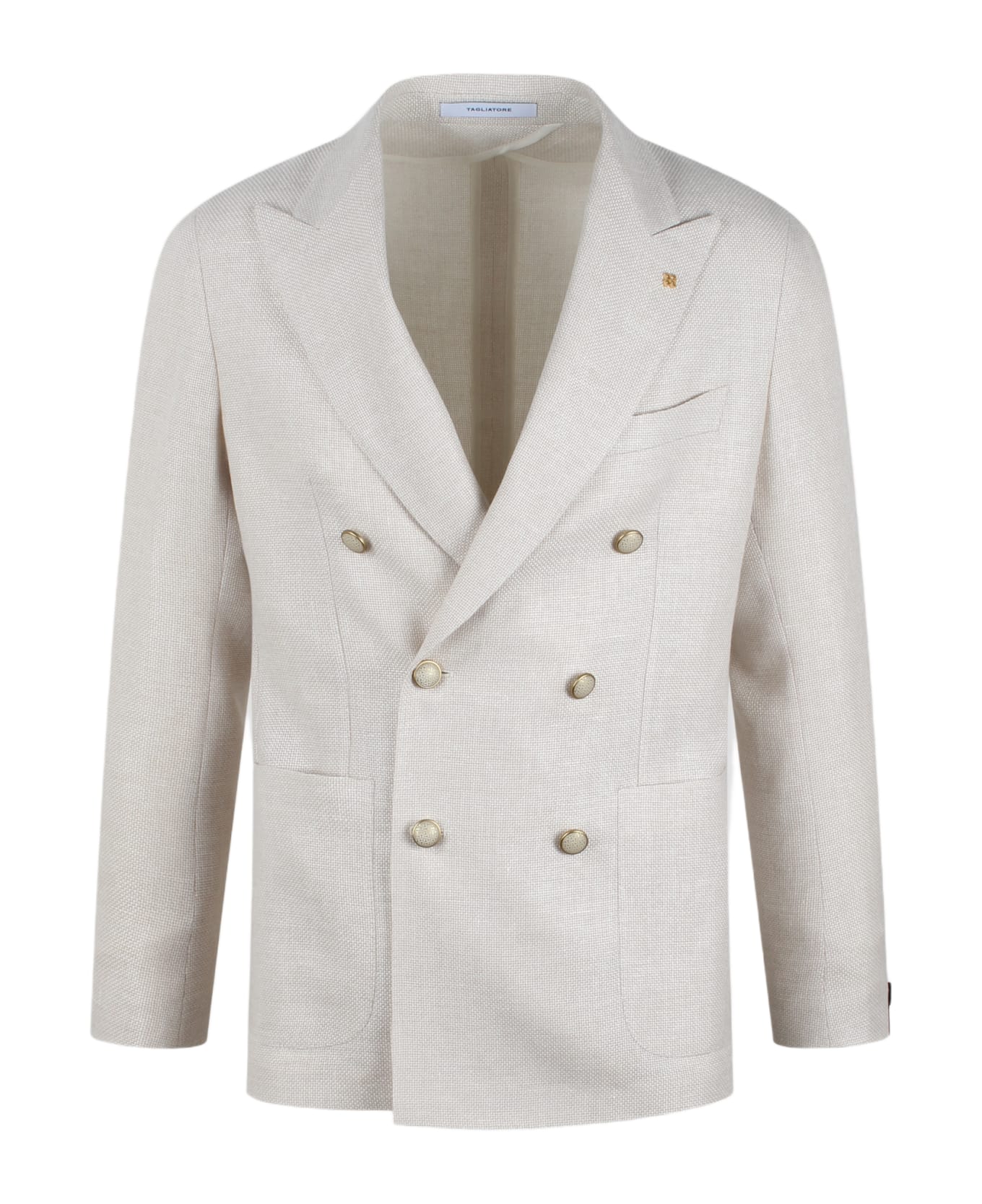 Tagliatore Wool Linen Canvas Double-breasted Blazer - White コート