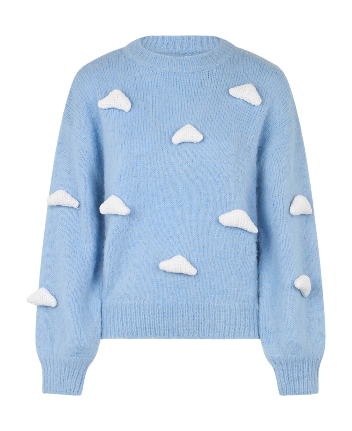 MC2 Saint Barth Brushed Knit Sweater With Clouds Details - BLUE