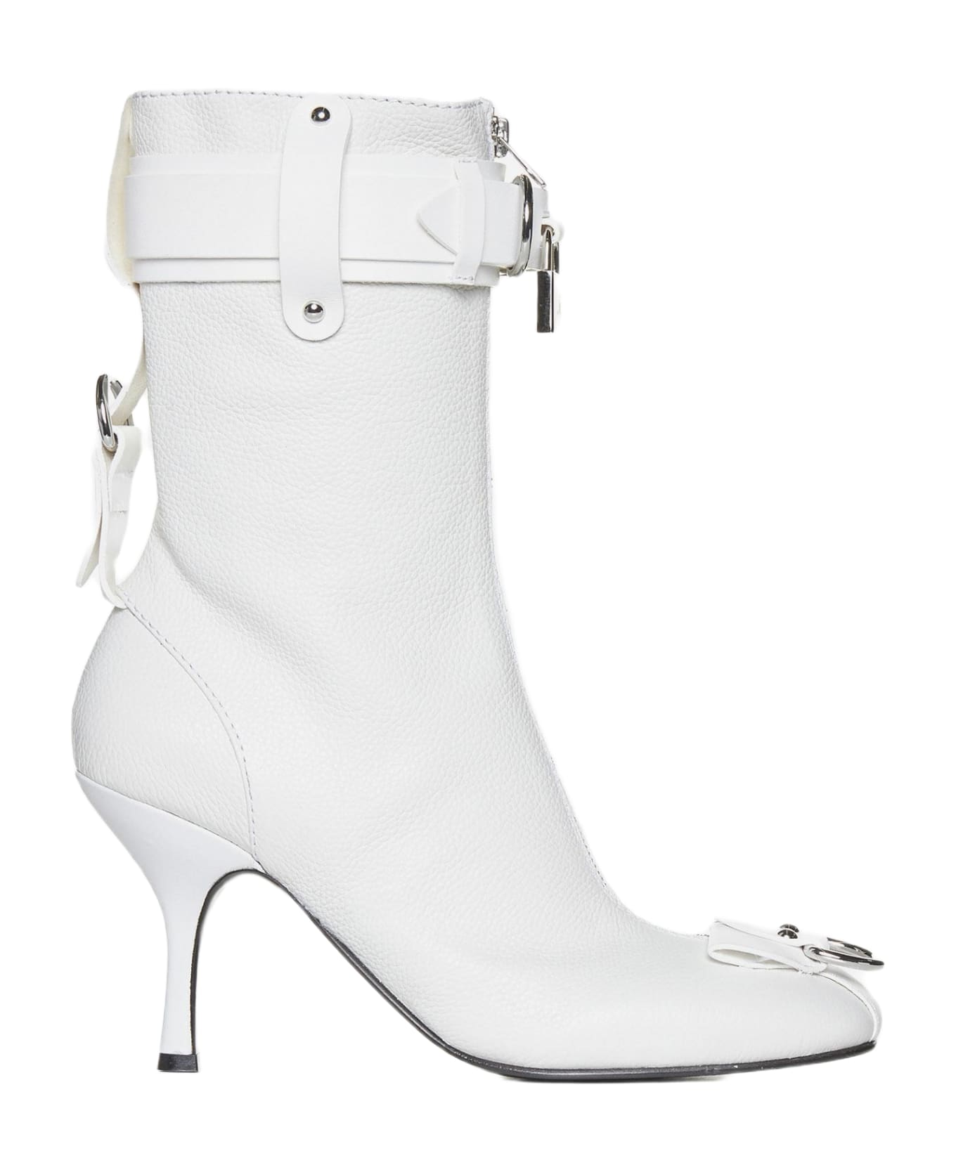 J.W. Anderson Punk Leather Ankle Boots - White