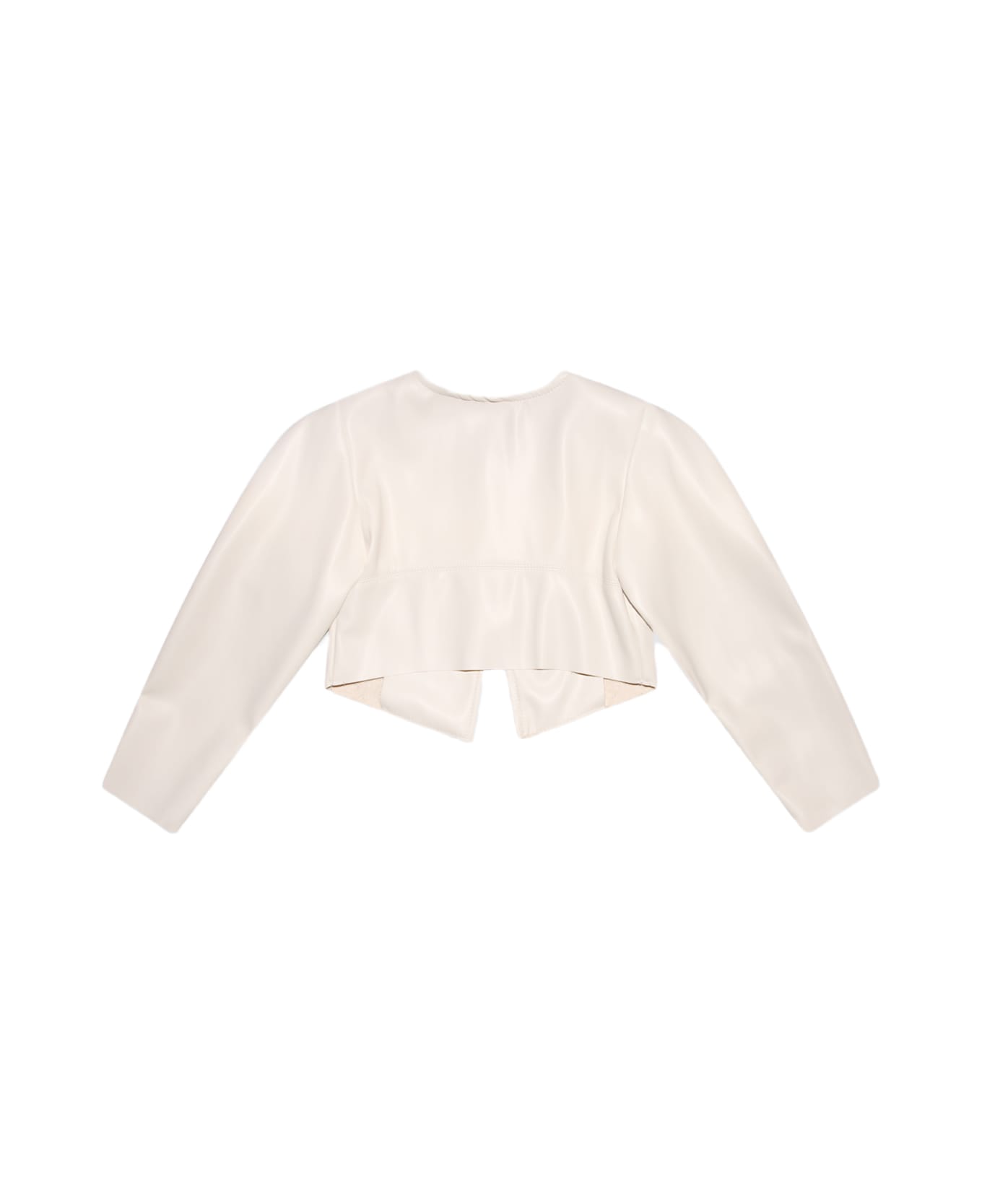 Monnalisa White Cotton Casual Jacket - Cream