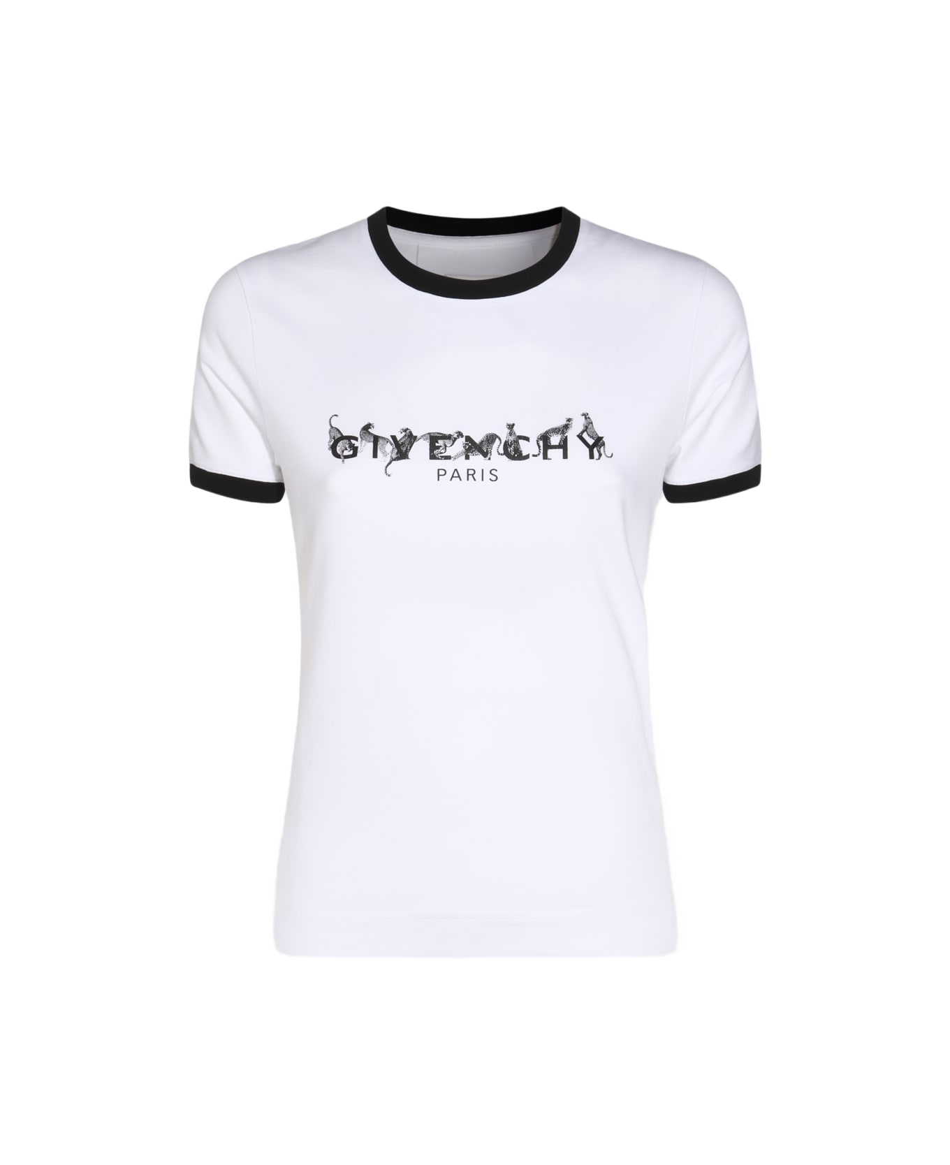 Givenchy White And Black Cotton T-shirt - White