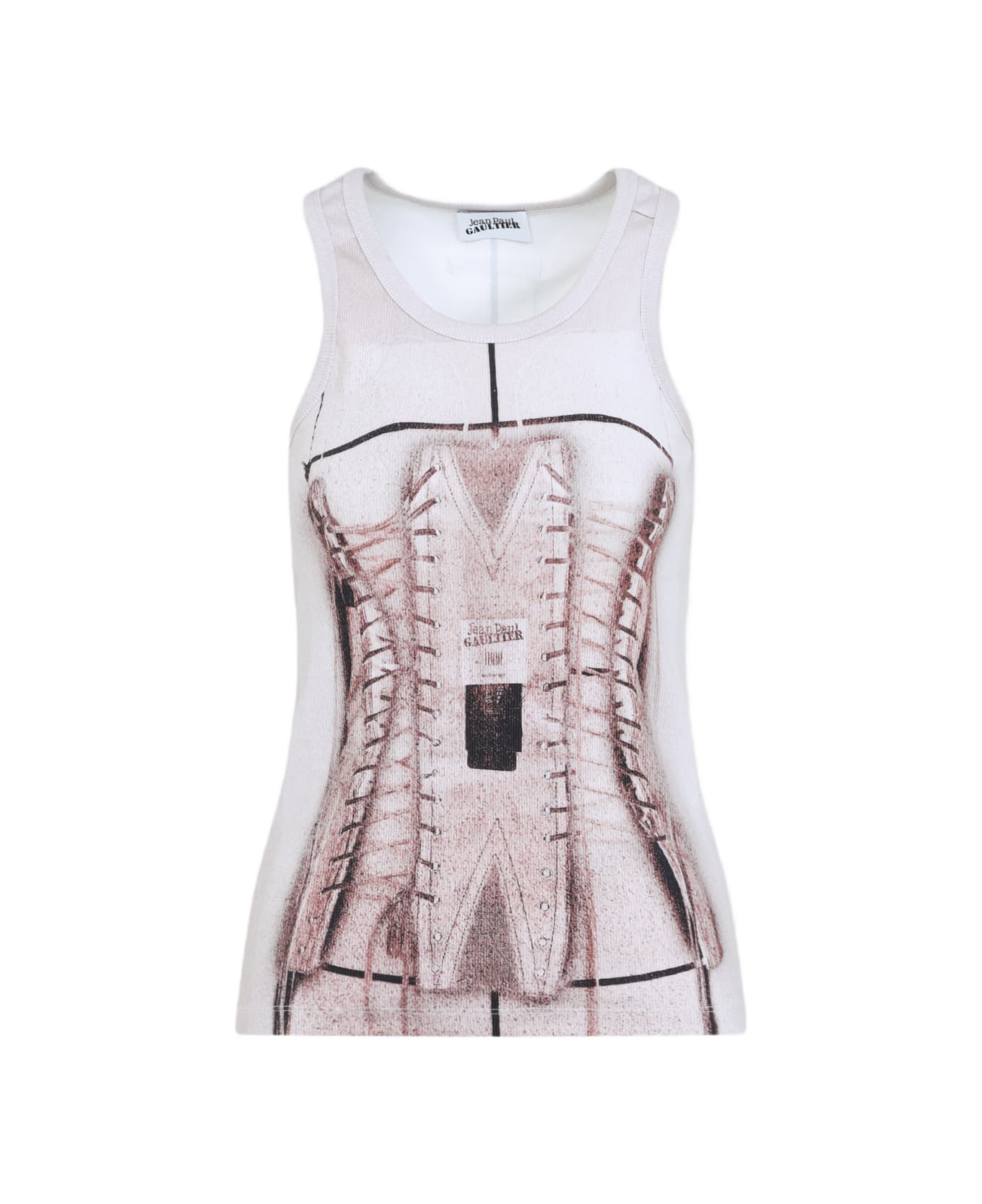 Jean Paul Gaultier Printed Ribbed Top - Dustypink White Black