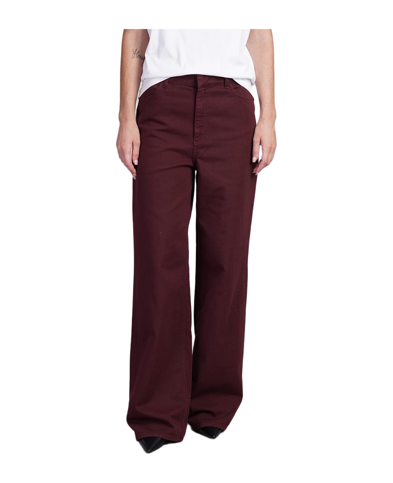 Laneus Jeans In Bordeaux Cotton - bordeaux