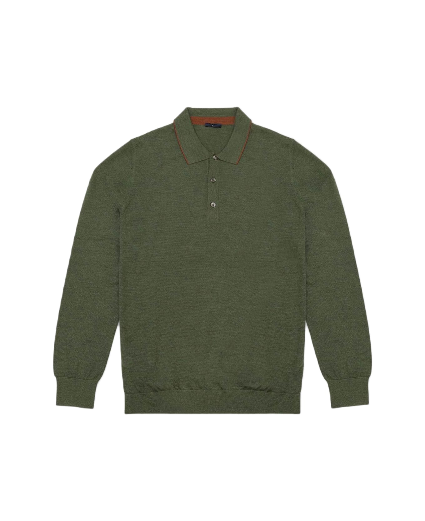 Larusmiani Long Sleeve Polo Shirt Sweater - Olive