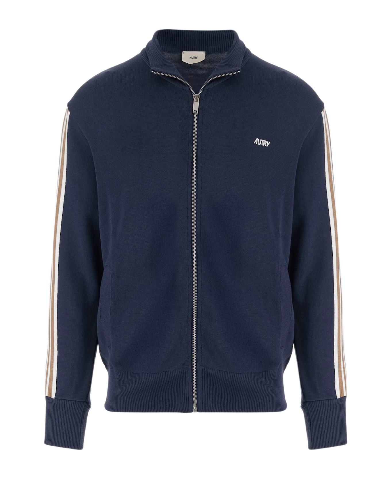 Autry Viscose Blend Jacket With Logo - Blue