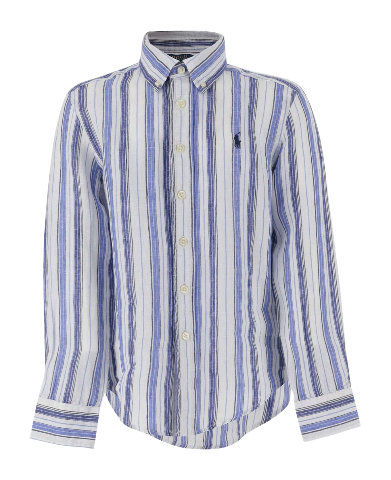 Ralph Lauren Striped Linen Logo Shirt - Blu