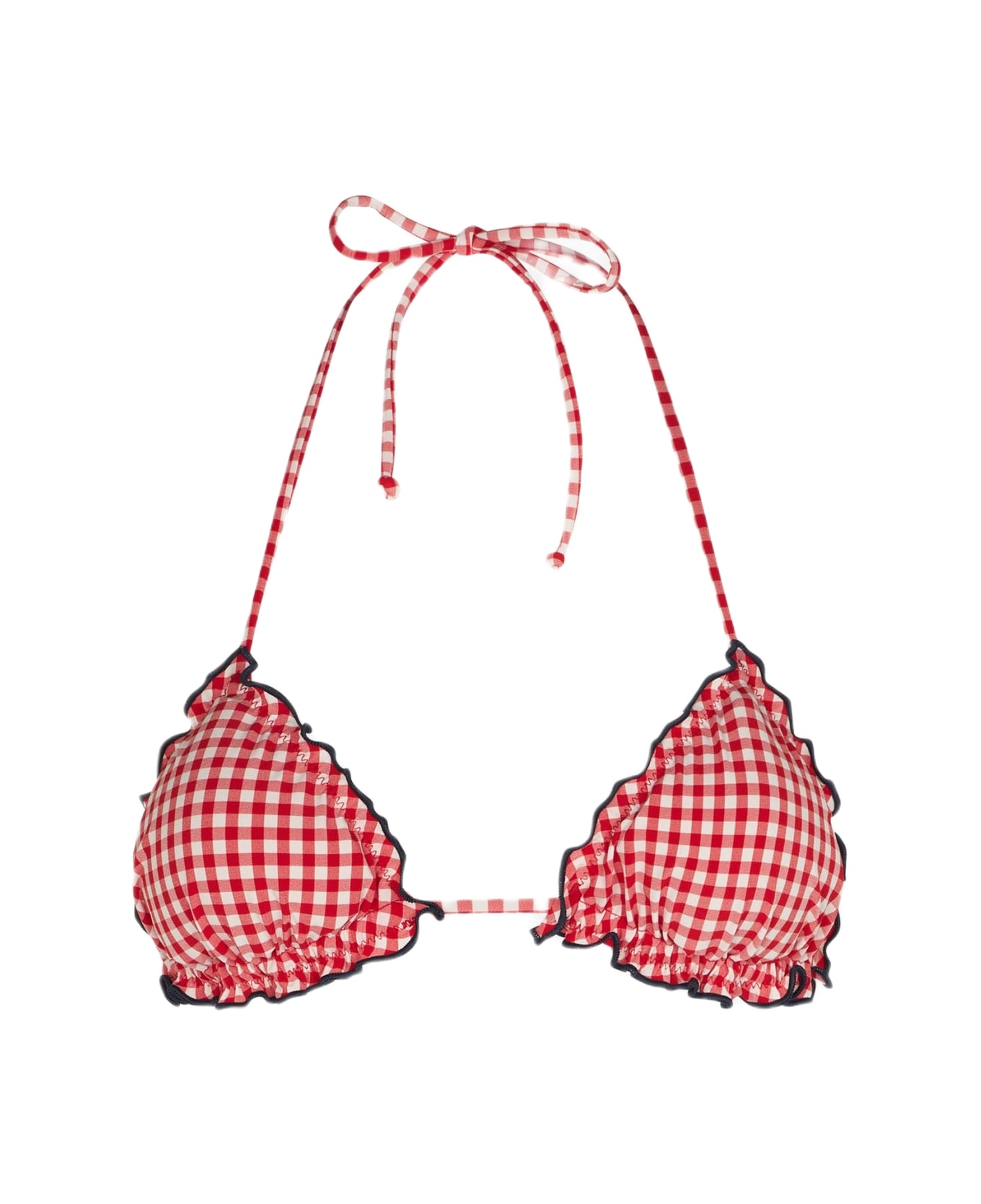 MC2 Saint Barth Woman Triangle Top Swimsuit With Gingham Print - RED