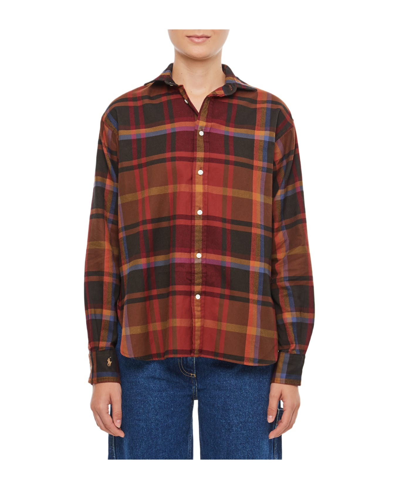 Ralph Lauren Long Sleeve Button Front Shirt - Red Multi Fall Plaid