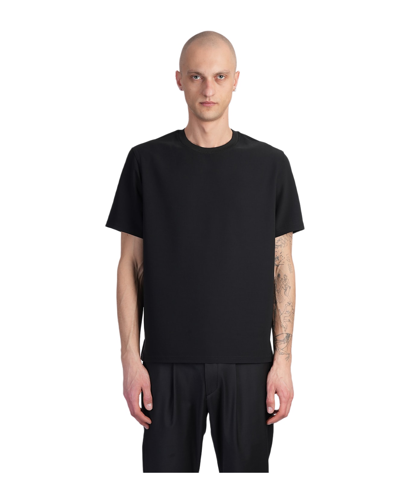 Attachment T-shirt In Black Polyester - black