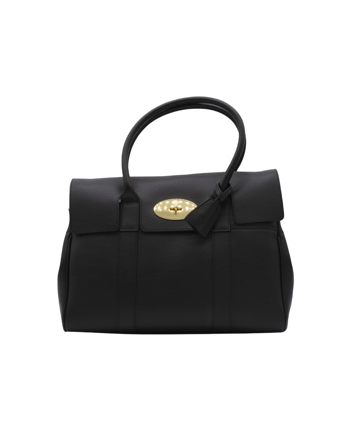 Mulberry Black Leather Bayswater Tote Bag - Black-Brass