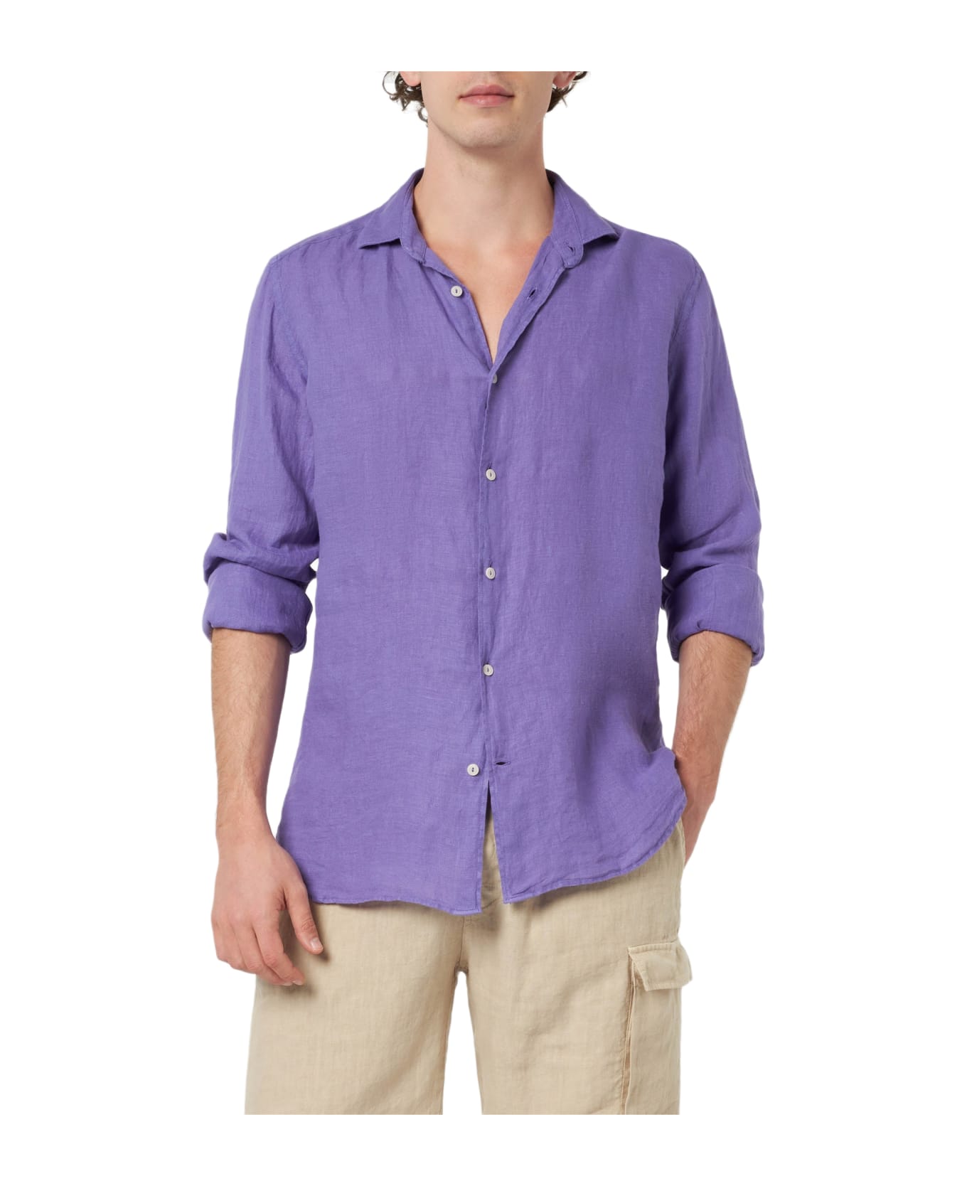 MC2 Saint Barth Man Purple Linen Shirt Pamplona - PINK