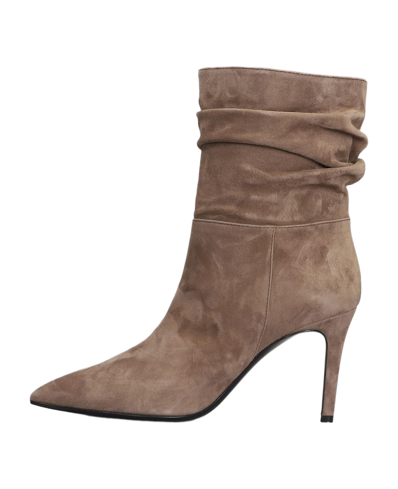 Via Roma 15 High Heels Ankle Boots In Taupe Suede - taupe