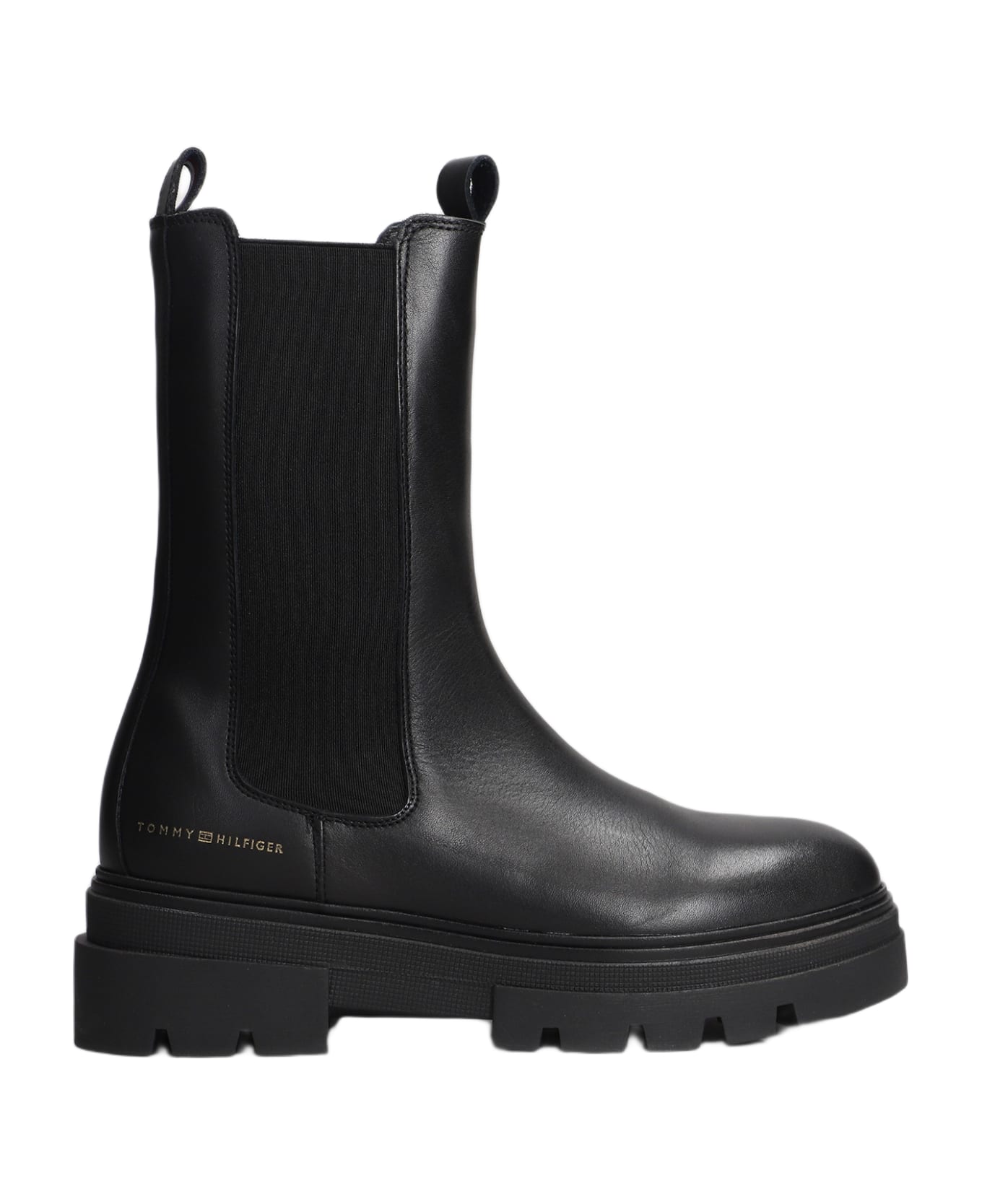 Tommy Hilfiger Combat Boots In Black Leather - black