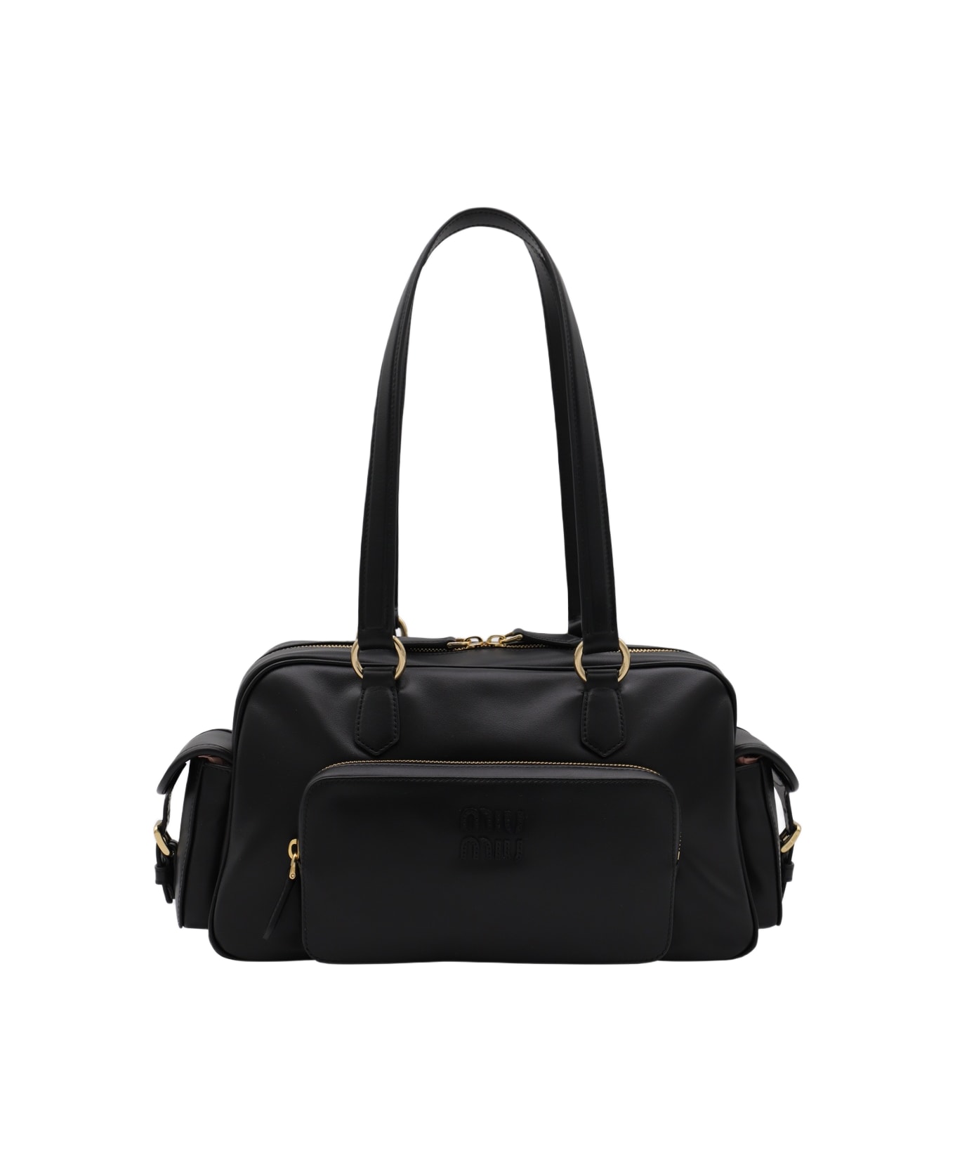 Miu Miu Black Leather Pocket Shoulder Bag - Black