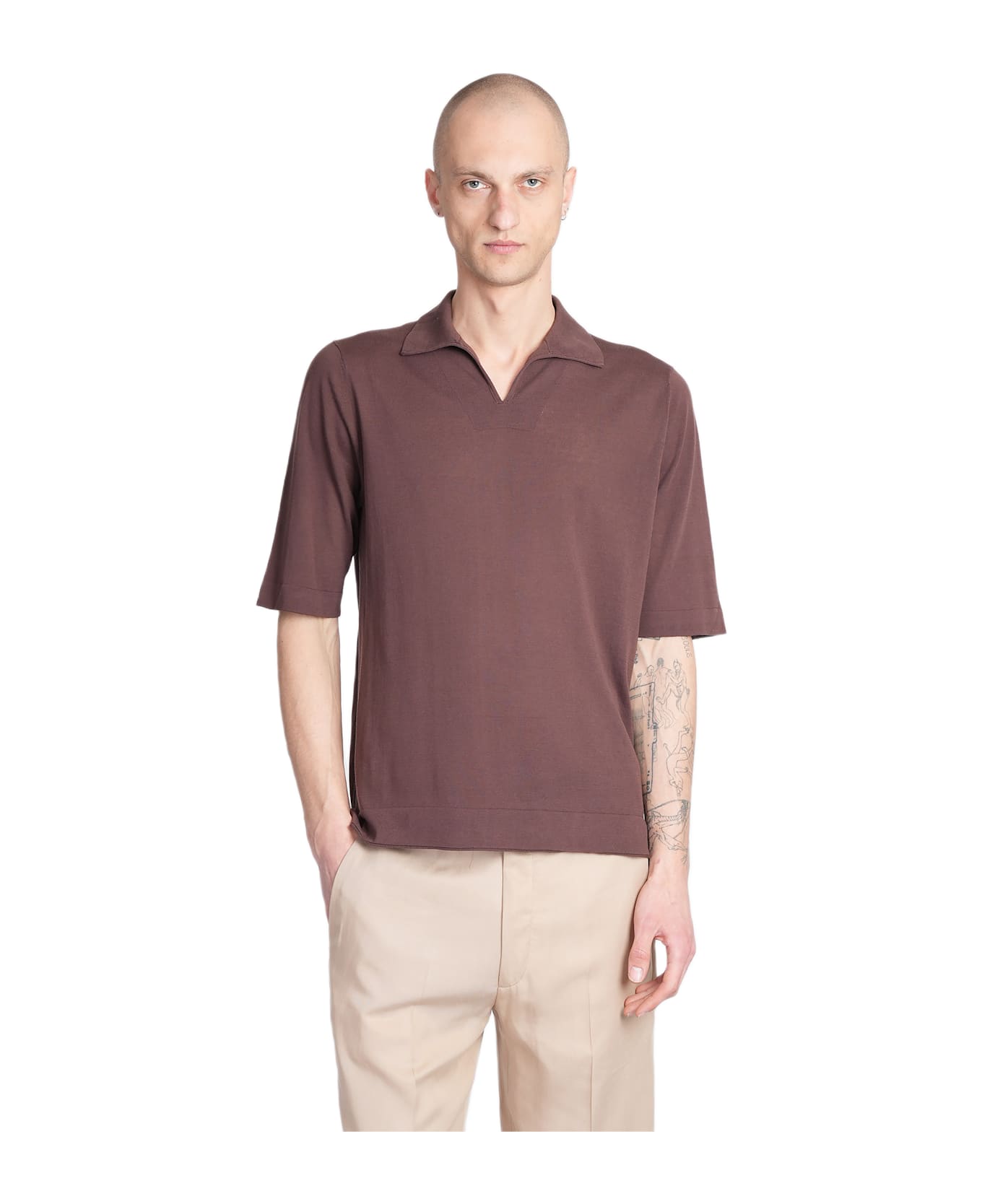 Ballantyne Polo In Brown Cotton - brown