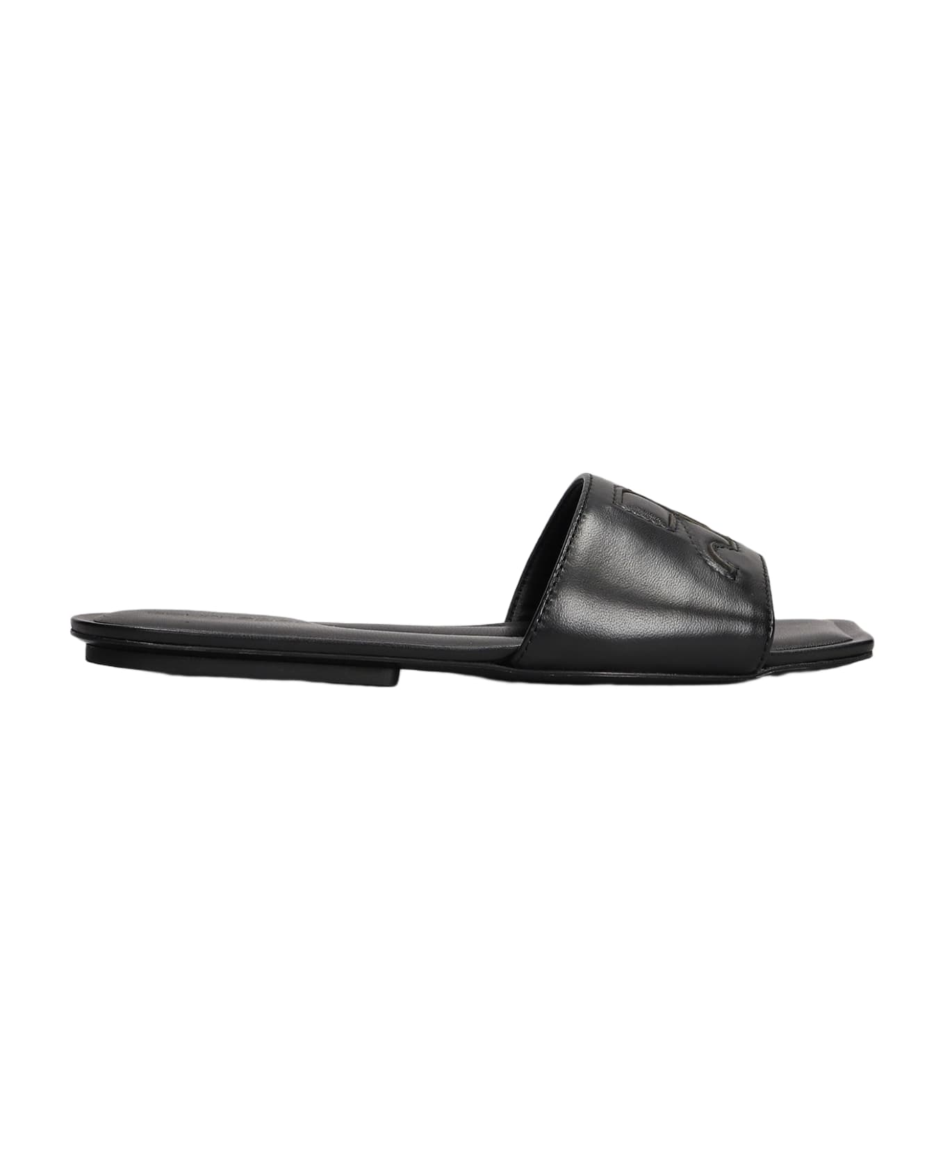 Courrèges Flats In Black Leather - black サンダル