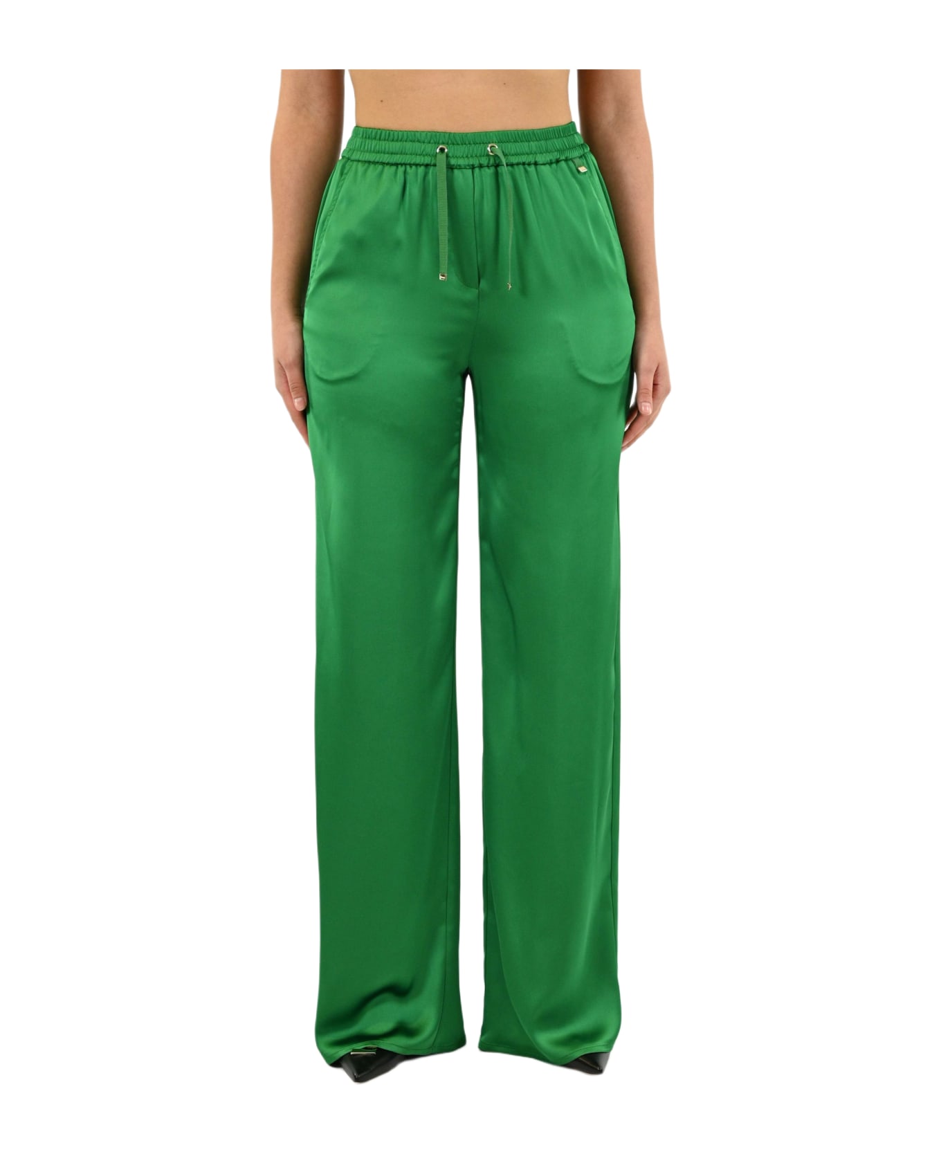 Herno Soft Satin High-waisted Trousers - Green