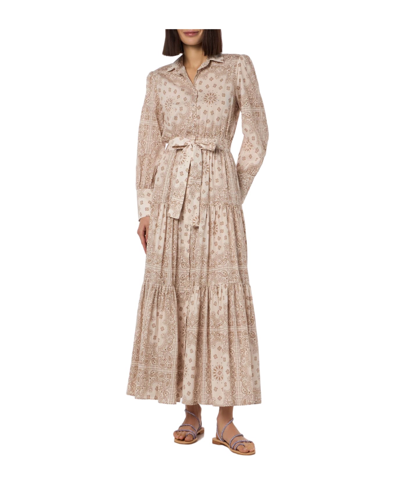 MC2 Saint Barth Woman Beige Bandanna Cotton Dress Jensen - WHITE