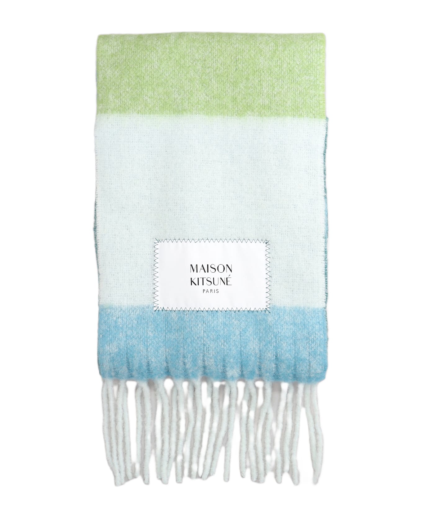 Maison Kitsuné Scarve In Cyan Wool - Freshwater