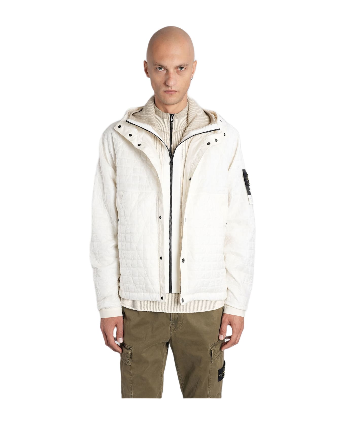 Stone Island Casual Jacket In Beige Polyamide - beige