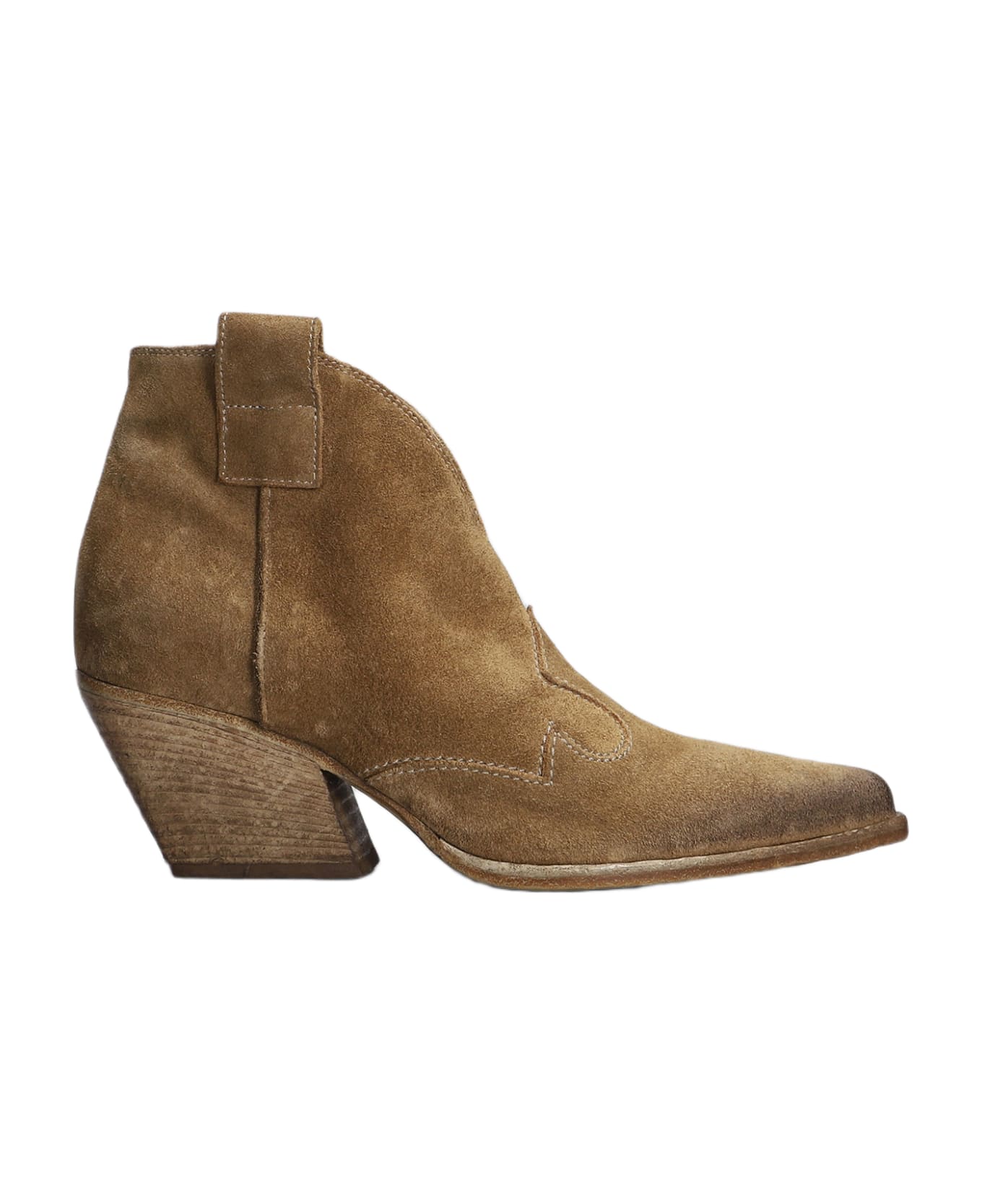 Elena Iachi Texan Ankle Boots In Camel Suede - Camel ブーツ