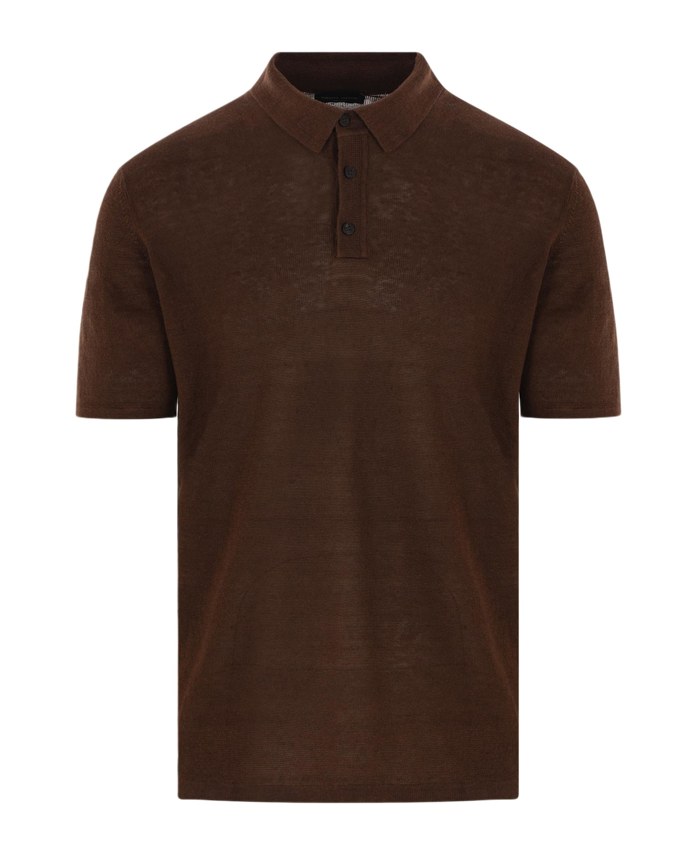 Roberto Collina Linen Polo Shirt - BROWN