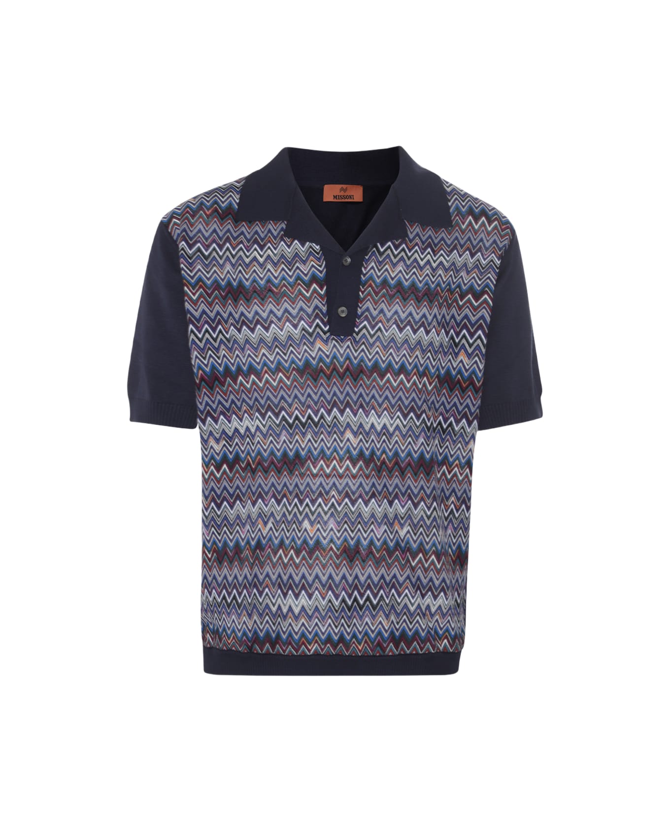 Missoni Navy And Multicolor Cotton Polo Shirt - NAVY BASE