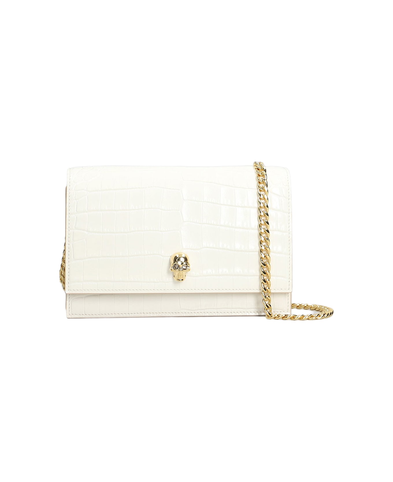 Alexander McQueen Small Skull Bag Shoulder Bag In White Leather - white