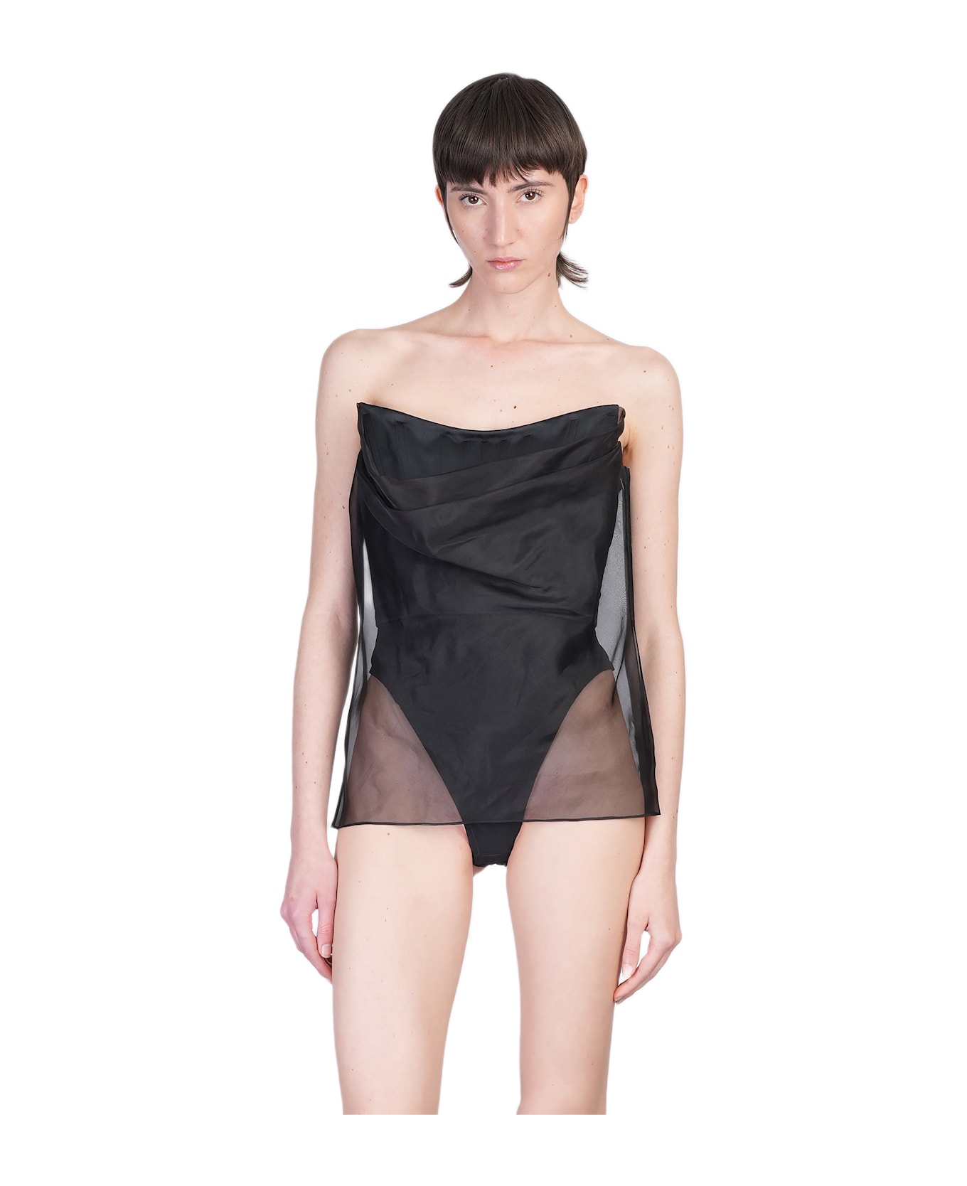 Del Core Topwear In Black Silk - black