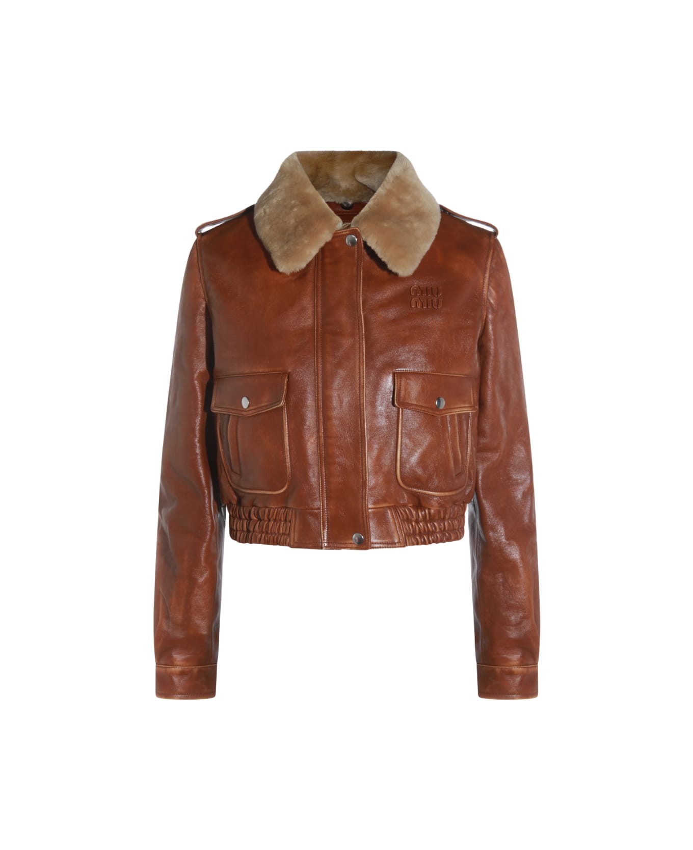 Miu Miu Brown Leather Jacket - Brown