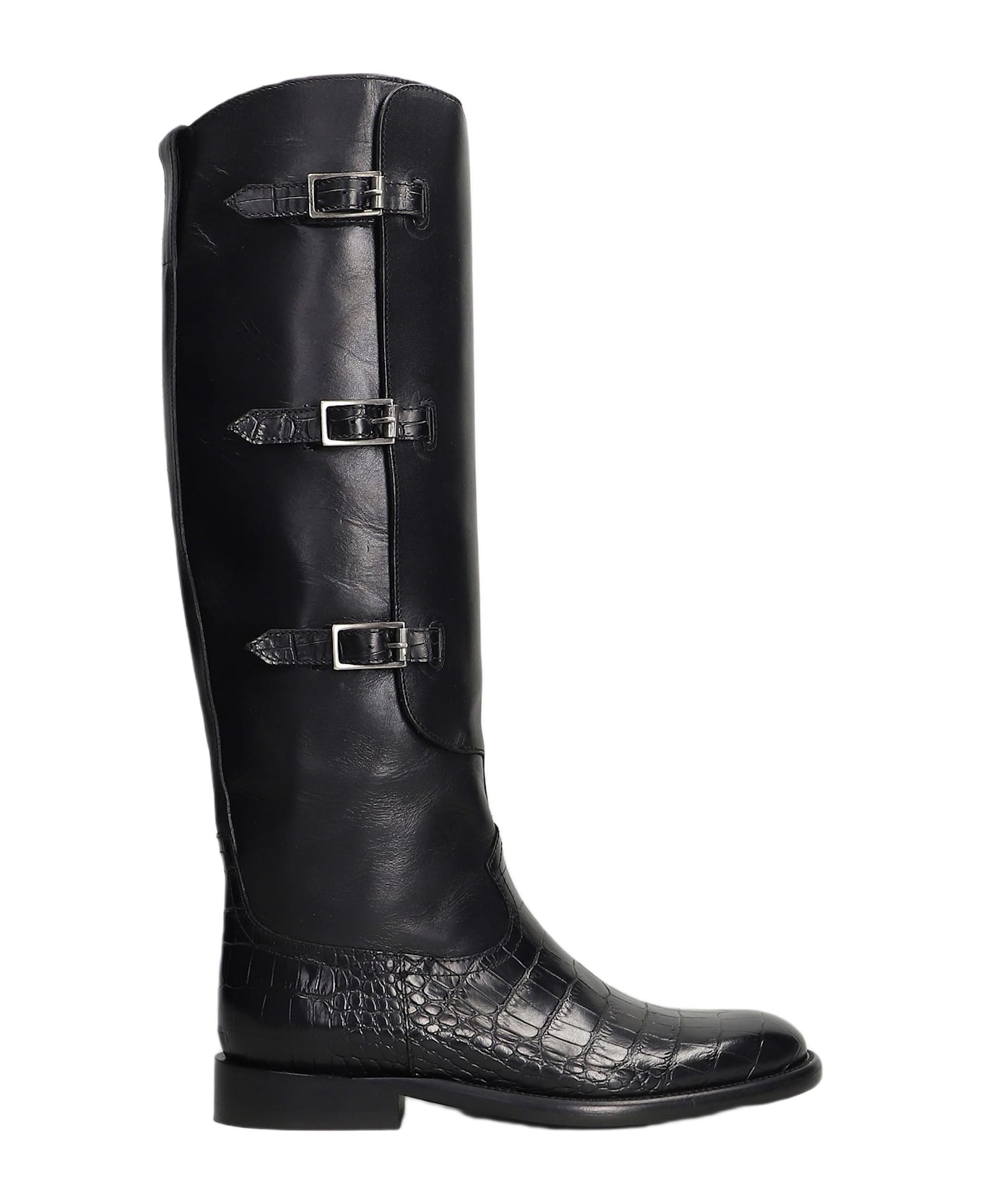 Paris Texas Montana Buckle Boot Low Heels Boots In Black Leather - EBANO-EBANO