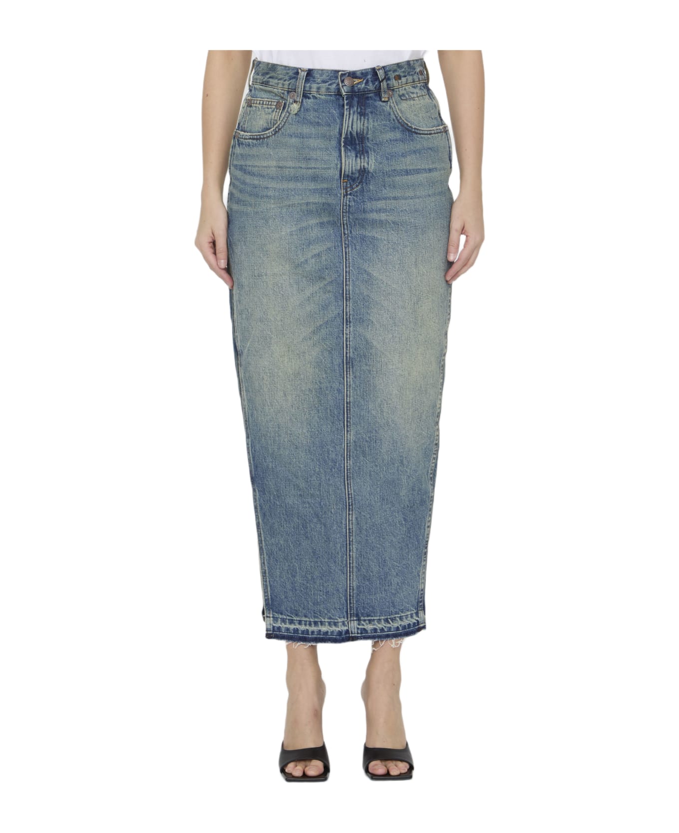 R13 Devon Side Slit Skirt - BLUE