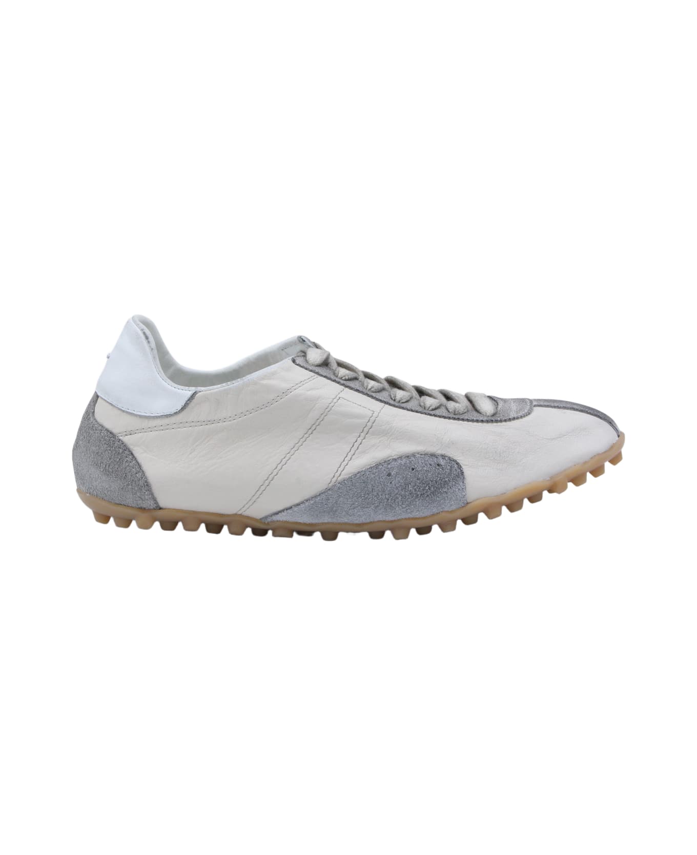 Maison Margiela White And Grey Leather Sprinter Low Sneakers - CREAM/WHITE/GREY