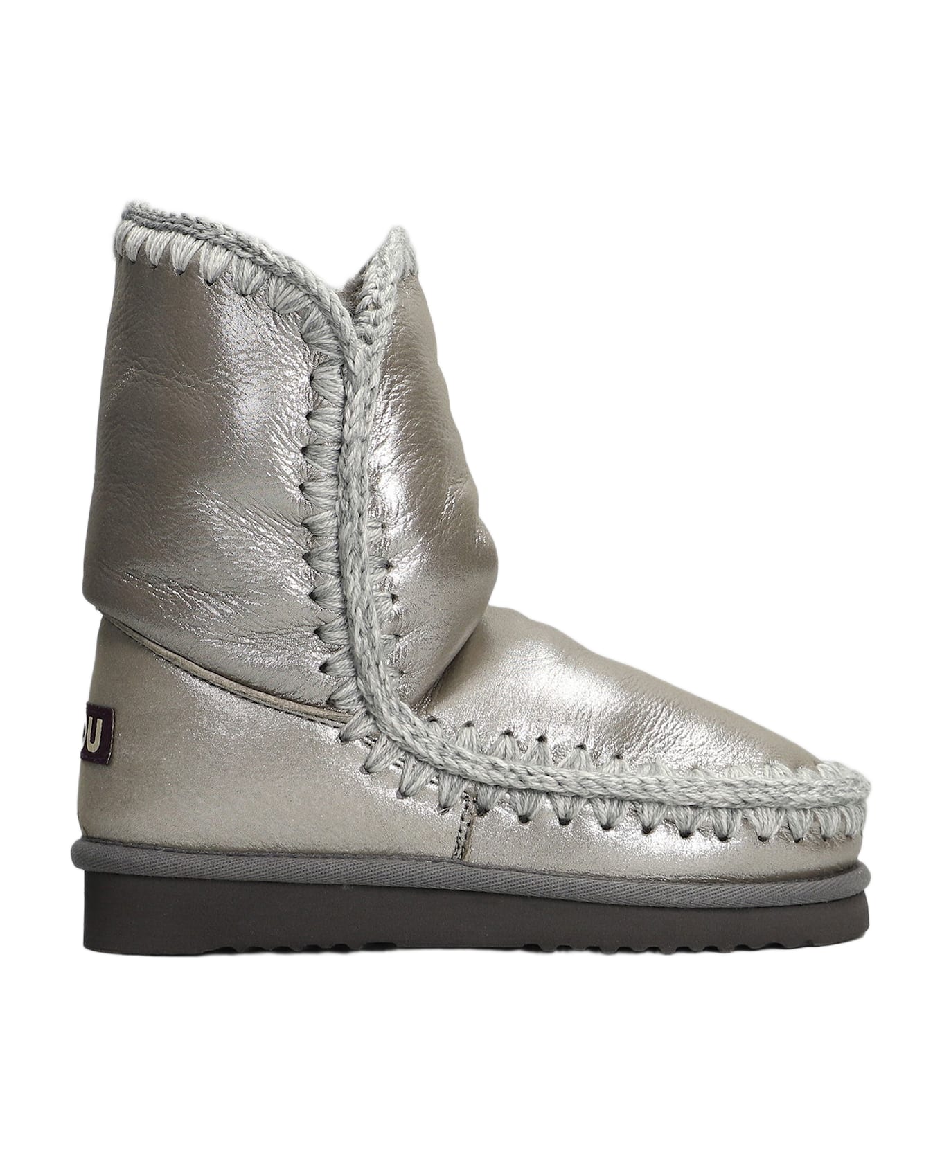 Mou Eskimo 24 Low Heels Ankle Boots In Grey Glitter - grey