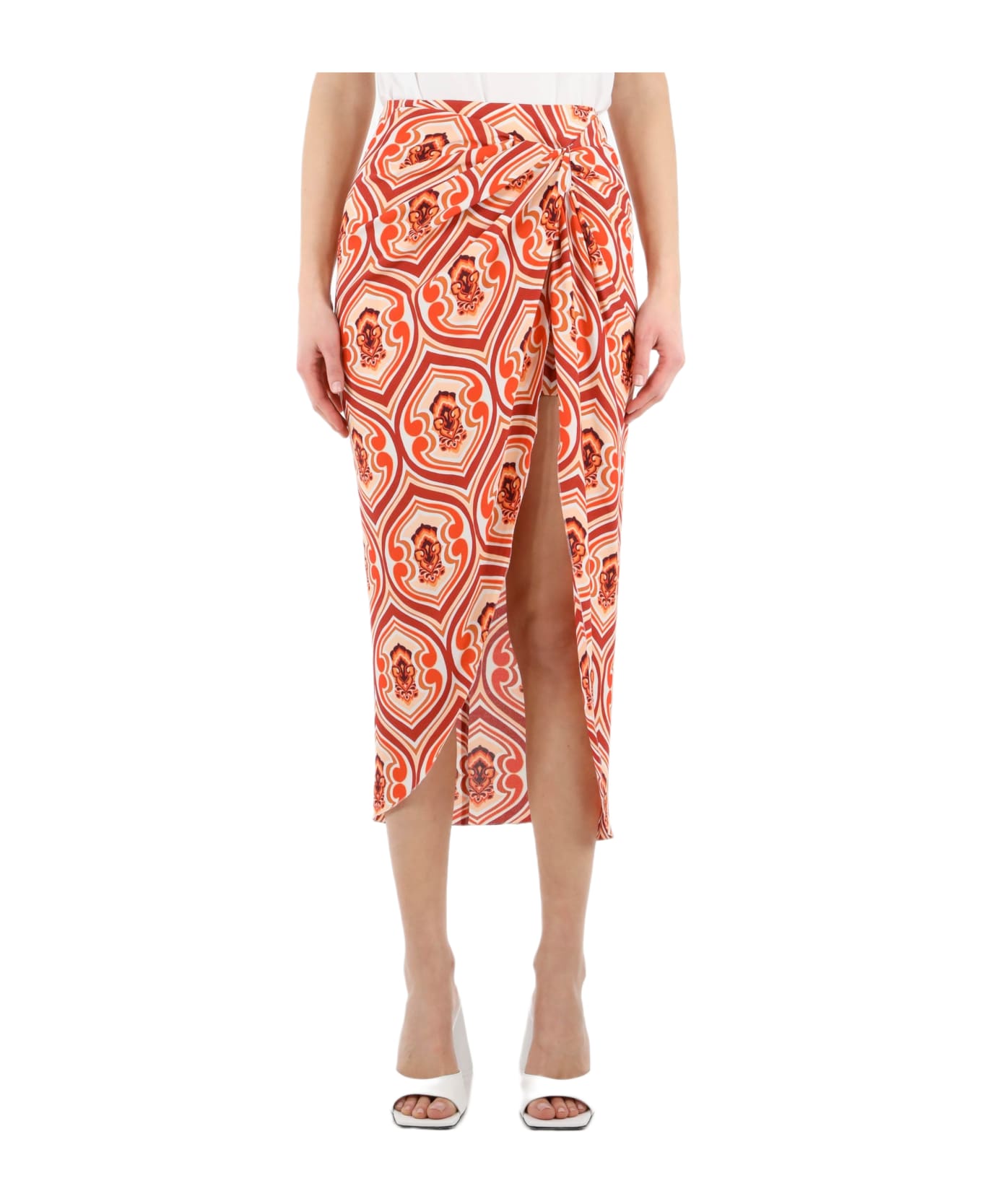 Etro Sarong Skirt With Graphic Print - ORANGE