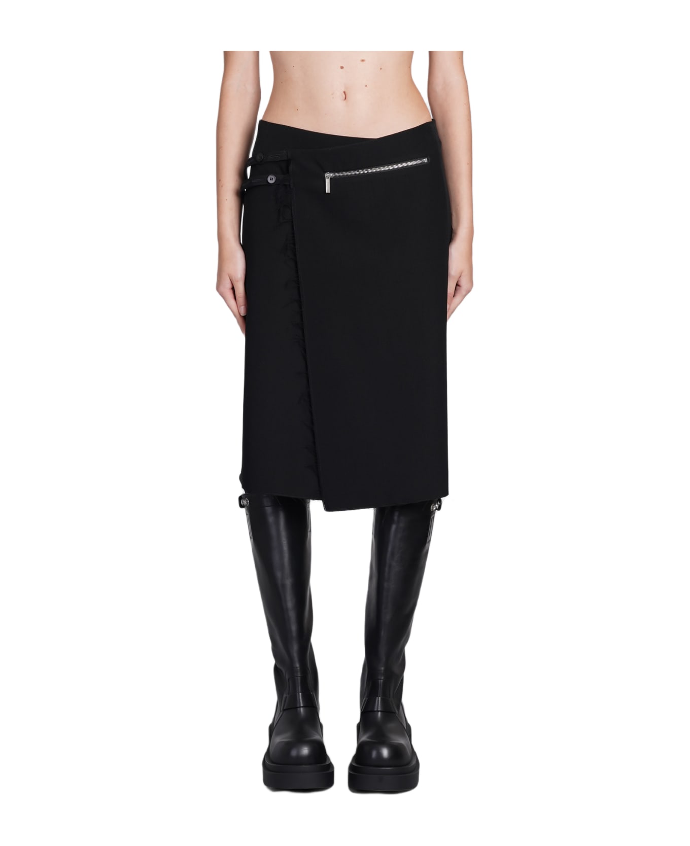 Sapio N45 Skirt In Black Wool - black