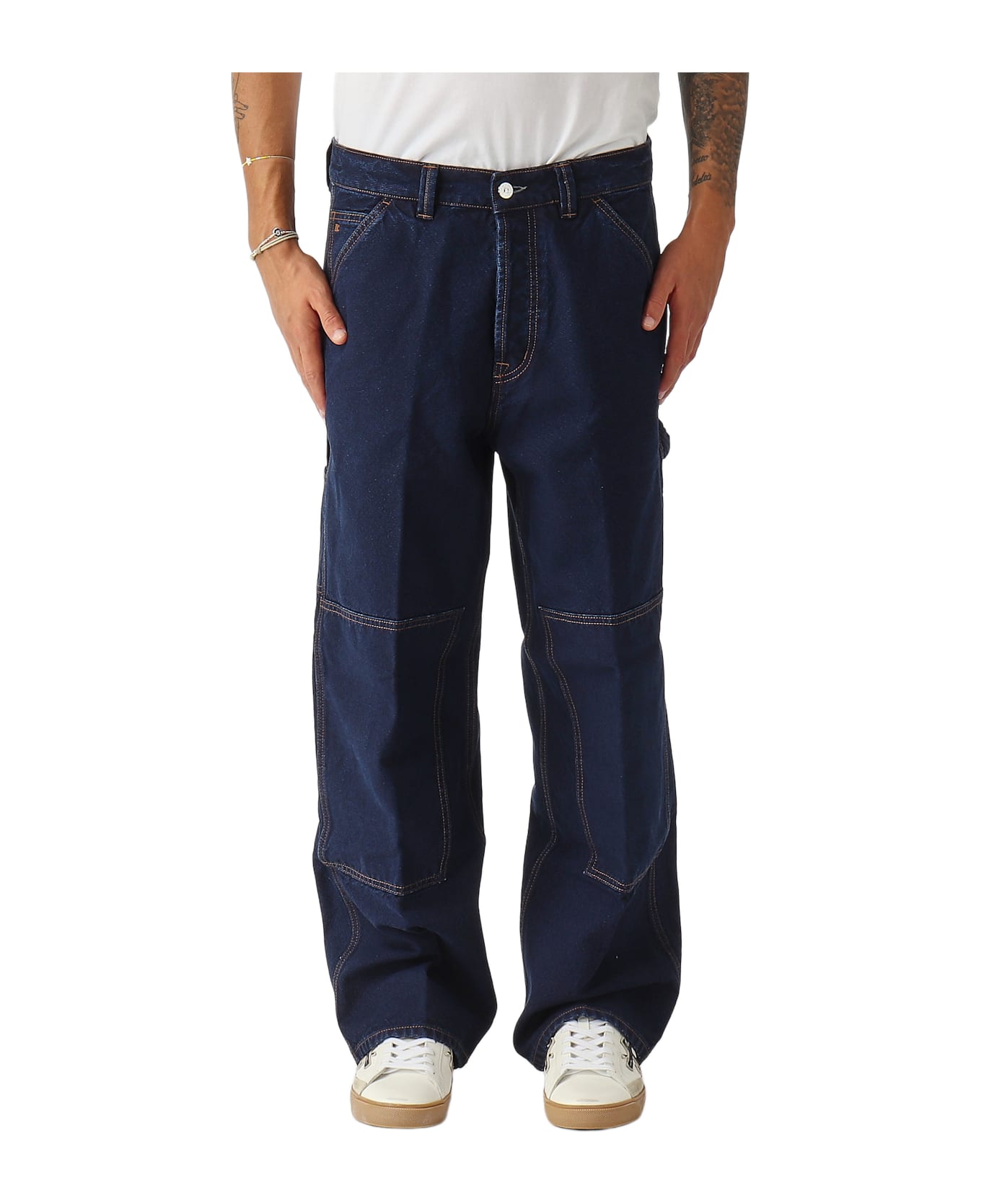 Nine in the Morning Pat Pantalone Carpenter Con Tasconi Loose-fit Trousers - DENIM BLU