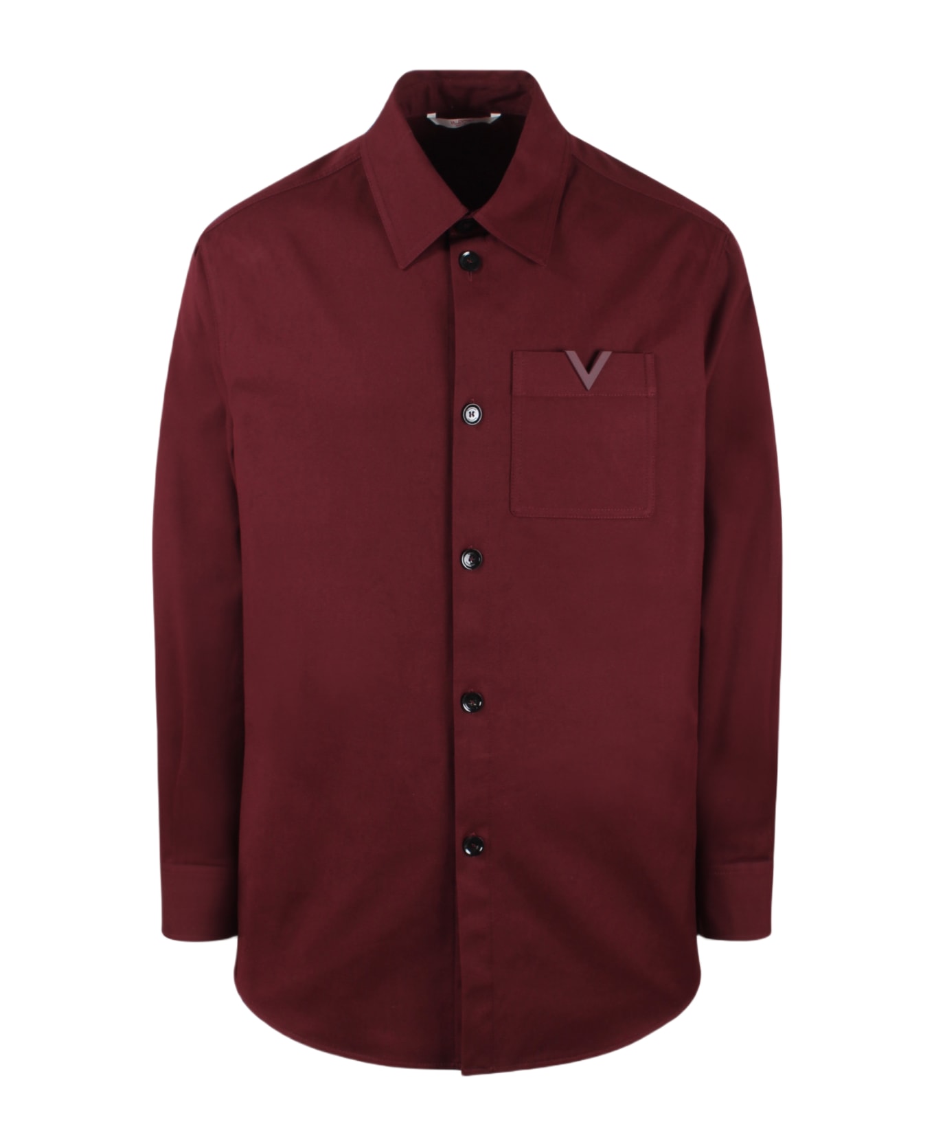 Valentino Garavani Rubberised V Detail Stretch Cotton Canvas Shirt Jacket - Pink & Purple
