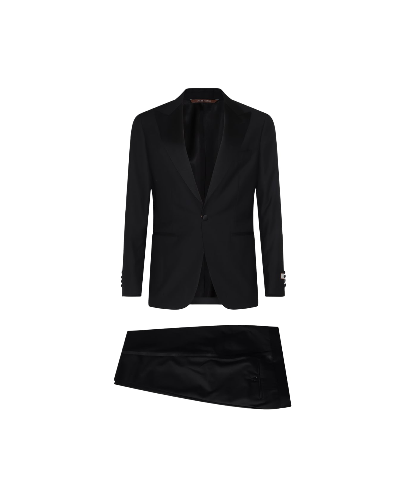 Canali Black Wool Suits - Black