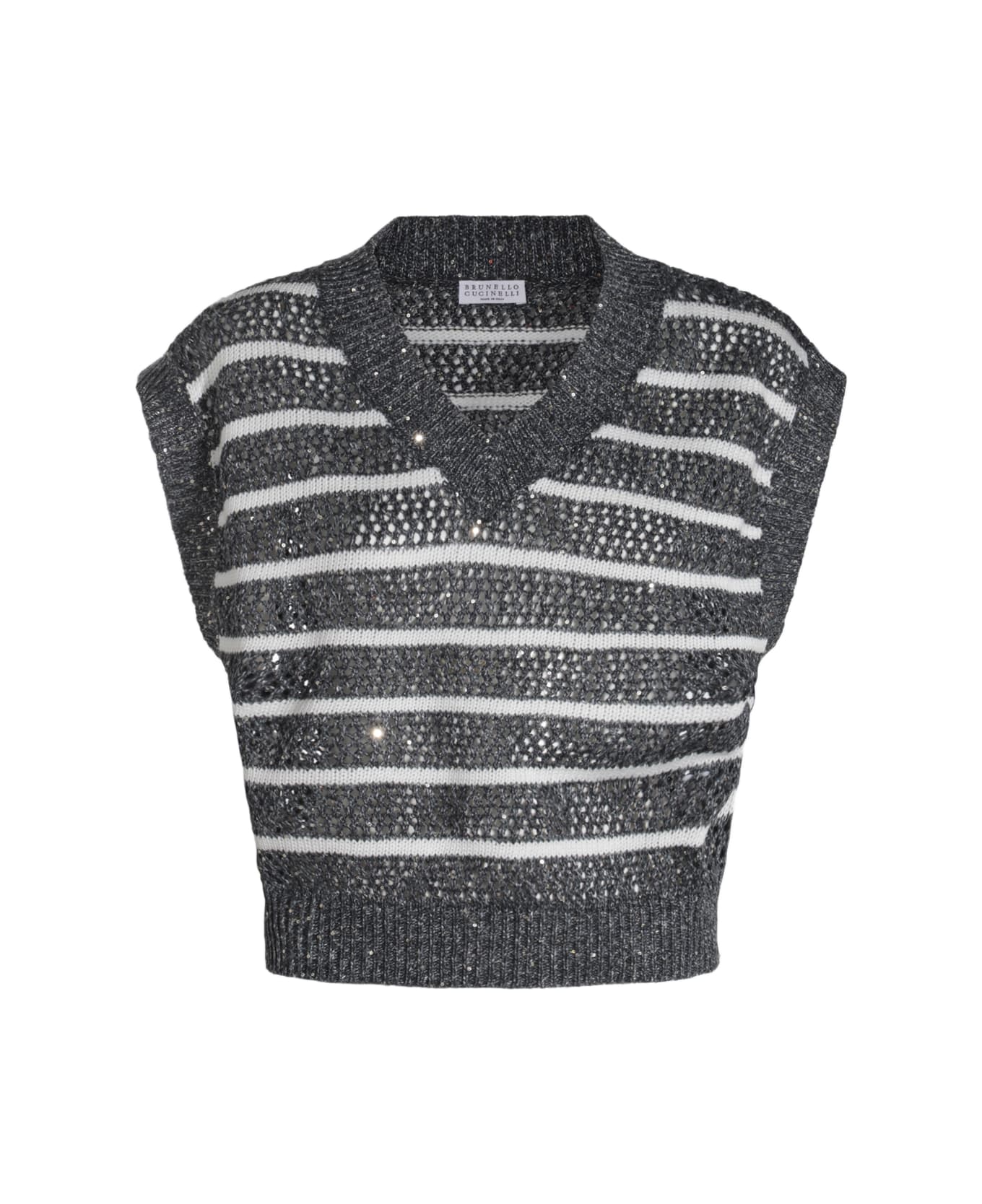 Brunello Cucinelli Grey Linen Knitwear - BLUE PETROLIO