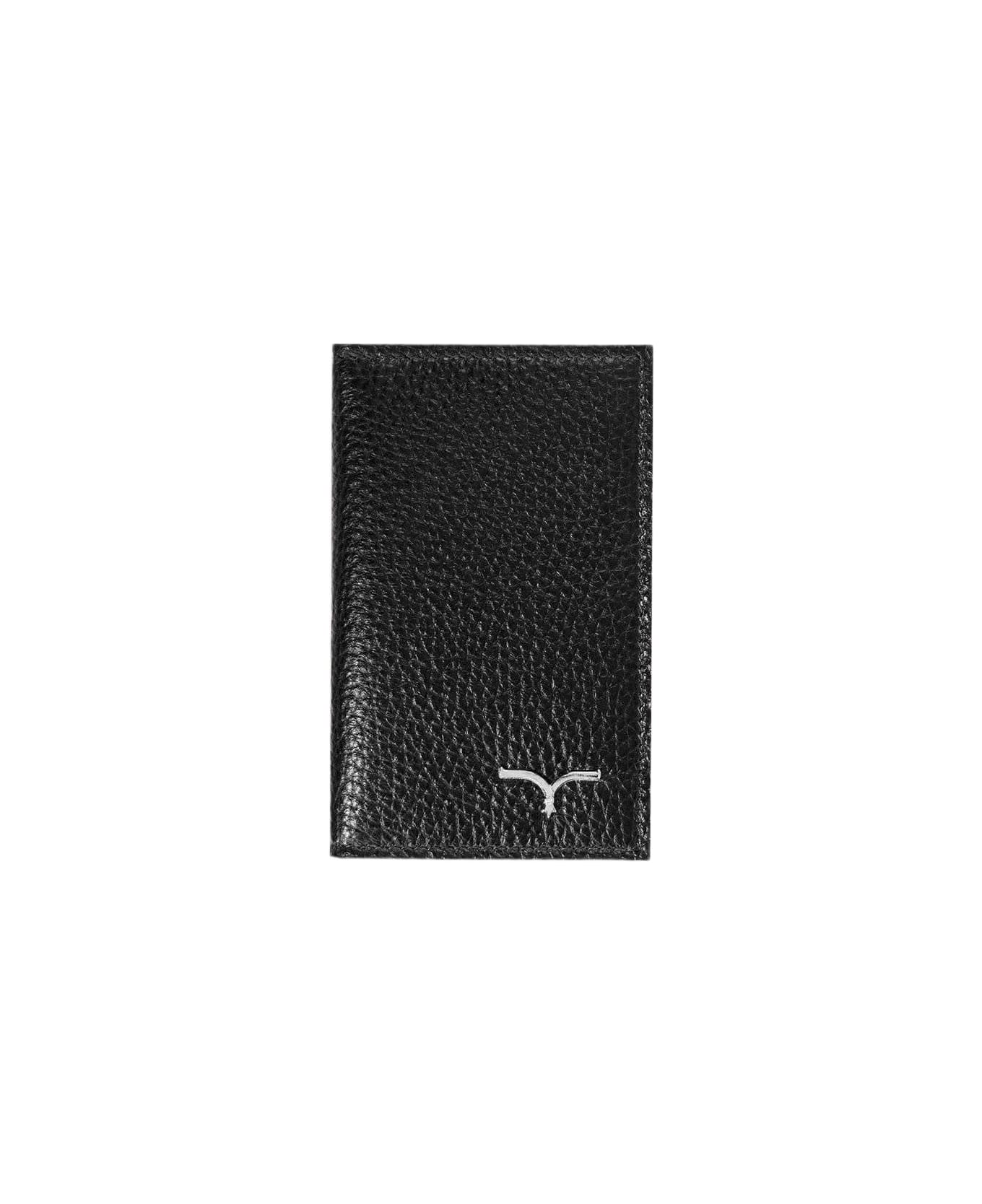 Larusmiani Vertical Card Holder Amedeo Wallet - Black